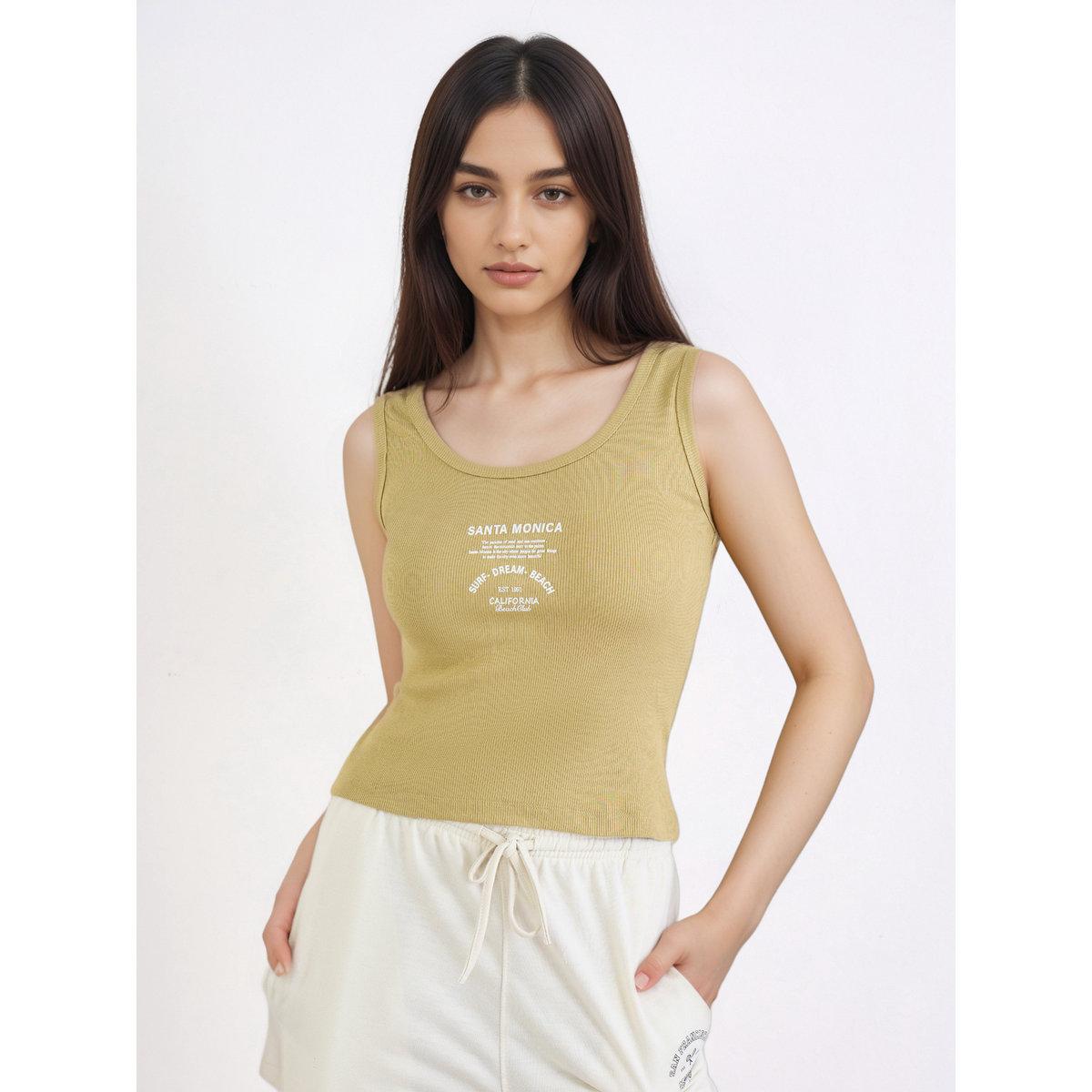 Styli Nude Fitted Ribbed Tank-women-clothing-tshirts-image-3