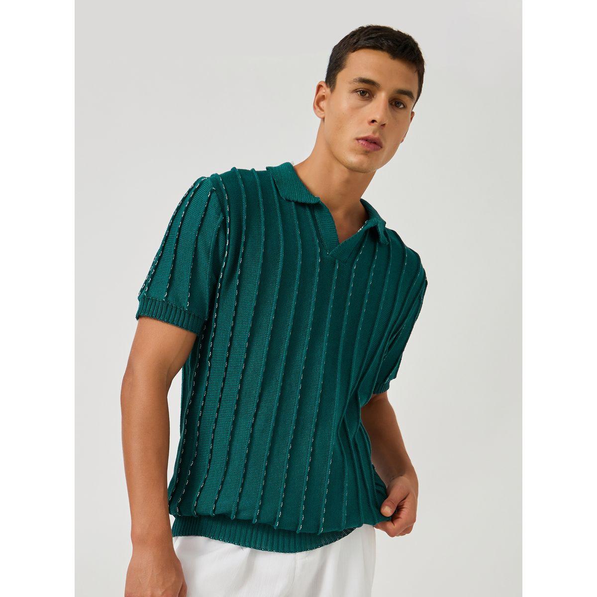 تيشيرت بقصة مريحة وأكمام قصيرة-men-clothing-tshirtsandpolos-polos-image-1