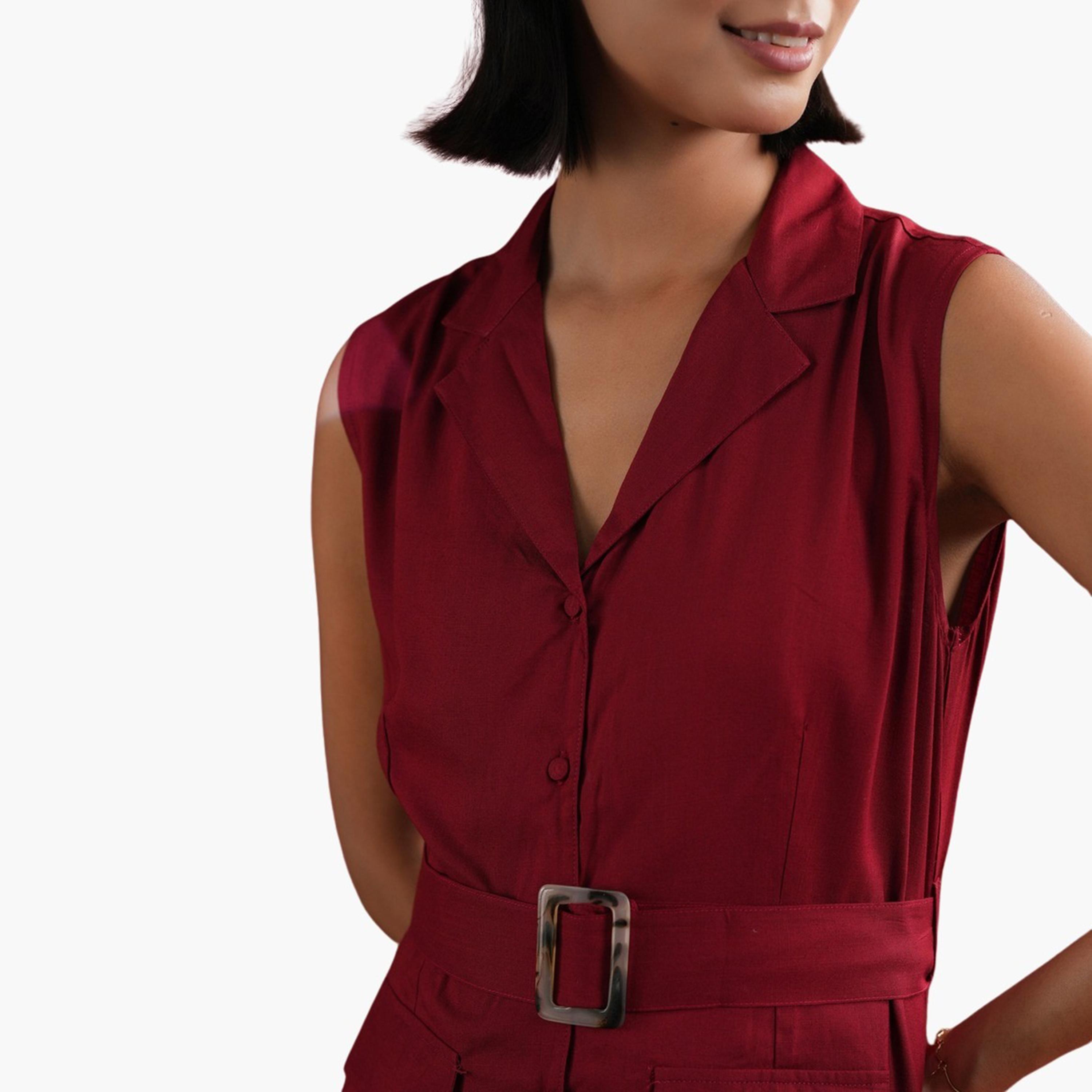 سانسكروتي هومز × ستايلي - فستان ميدي بدون أكمام بياقة وقصّة A-women-clothing-dresses-image-8