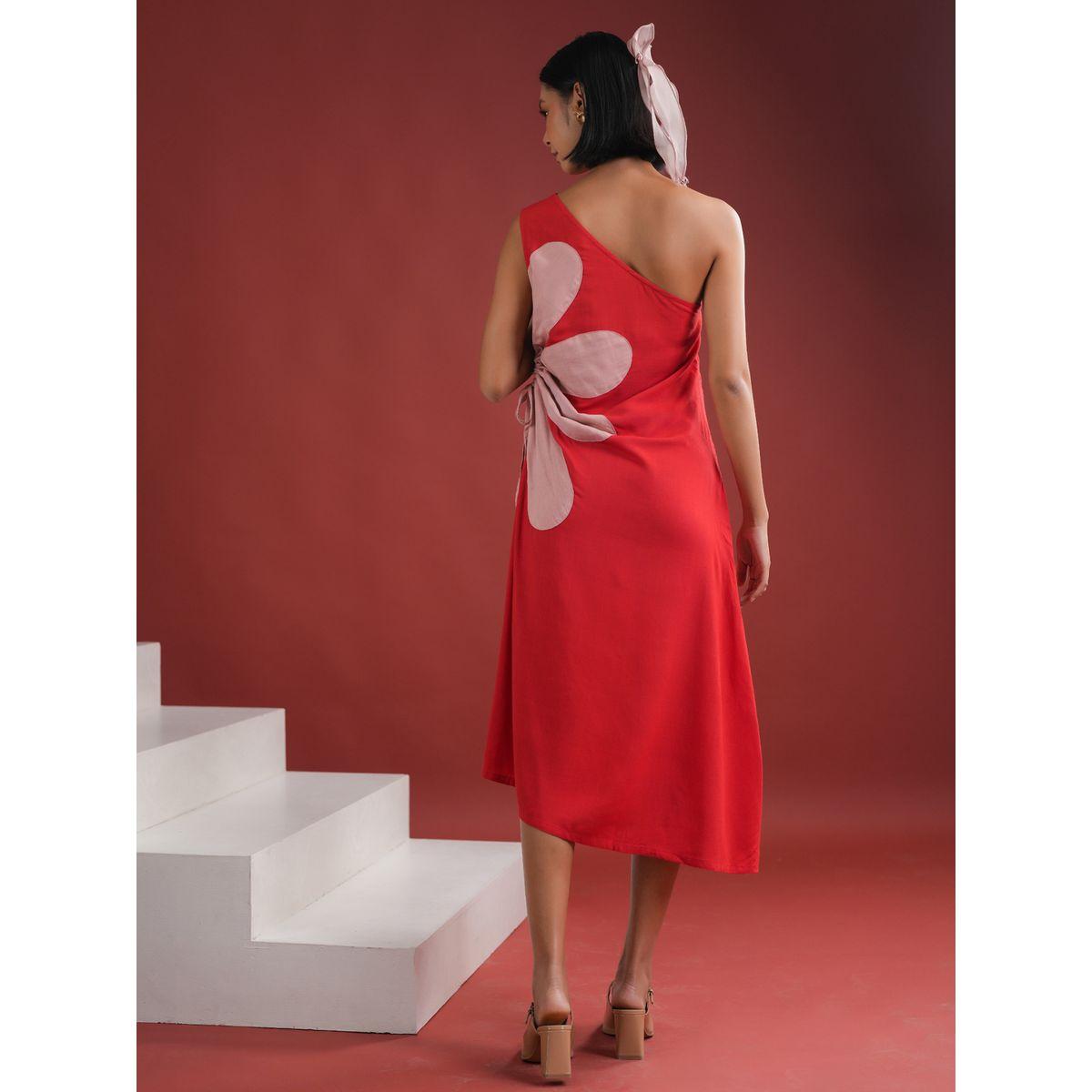 فستان ميدي بطبعة زهور مع تفاصيل مزمومة-women-clothing-dresses-image-2