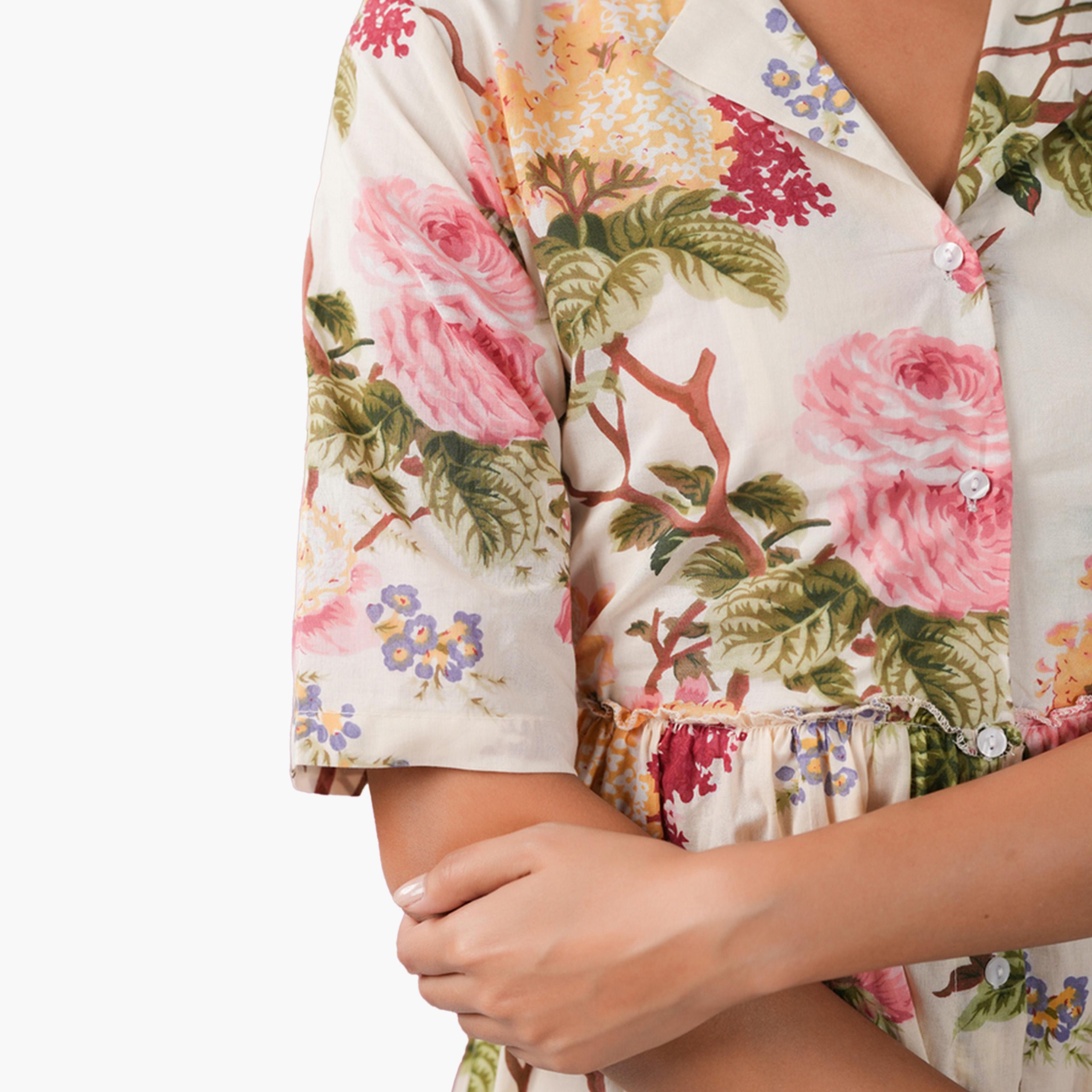 سانسكروتي هومز × ستايلي-  فستان ميدي ياقة وأزرار وطبعة زهور-women-clothing-dresses-image-8