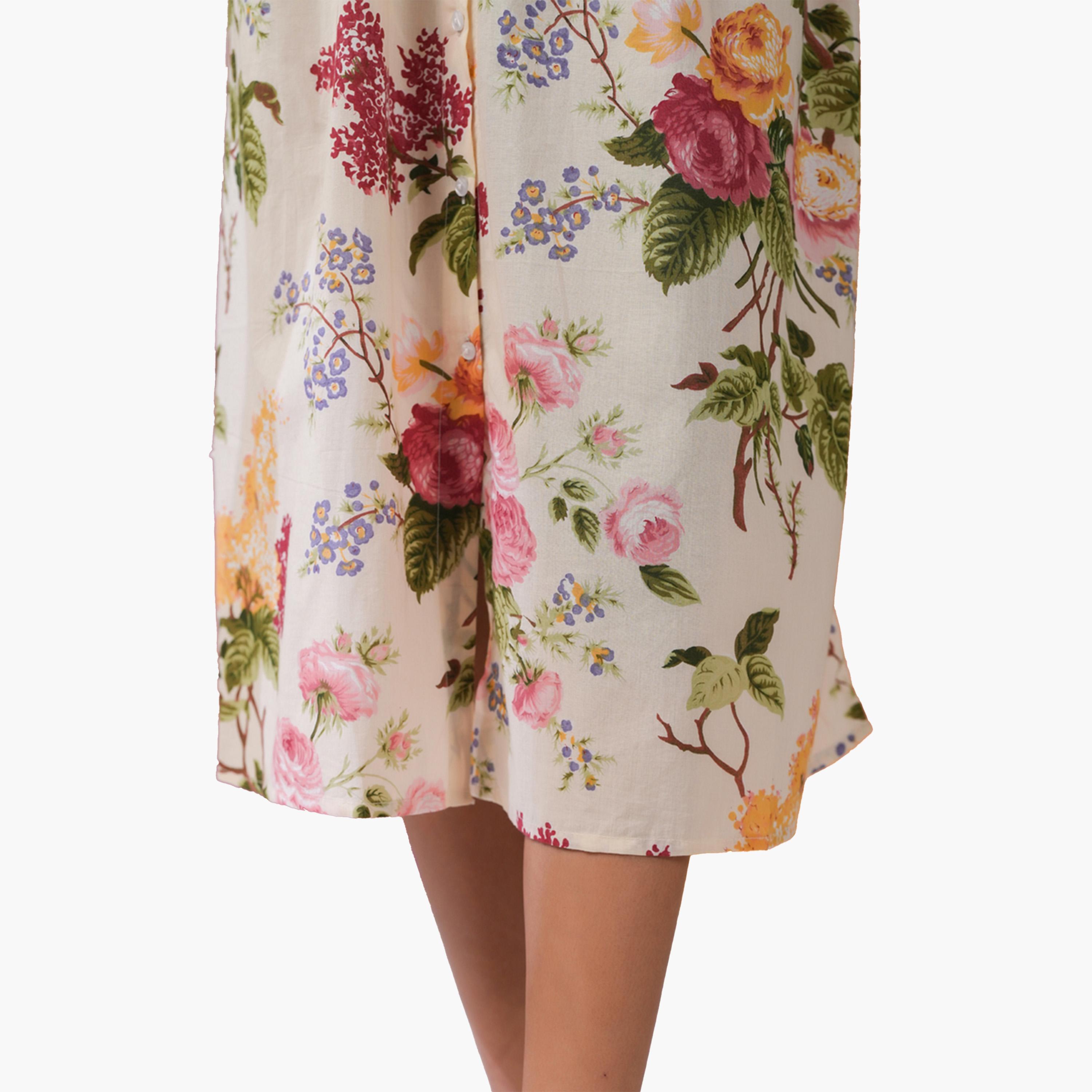سانسكروتي هومز × ستايلي-  فستان ميدي ياقة وأزرار وطبعة زهور-women-clothing-dresses-image-9