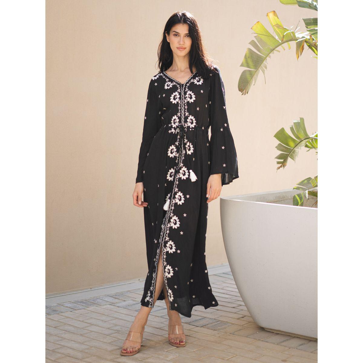 فستان ميدي بطبعة زهور ورباط خصر-women-clothing-dresses-image-1