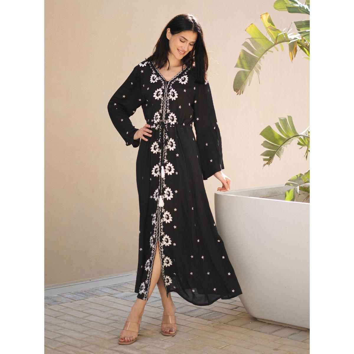 فستان ميدي بطبعة زهور ورباط خصر-women-clothing-dresses-image-2