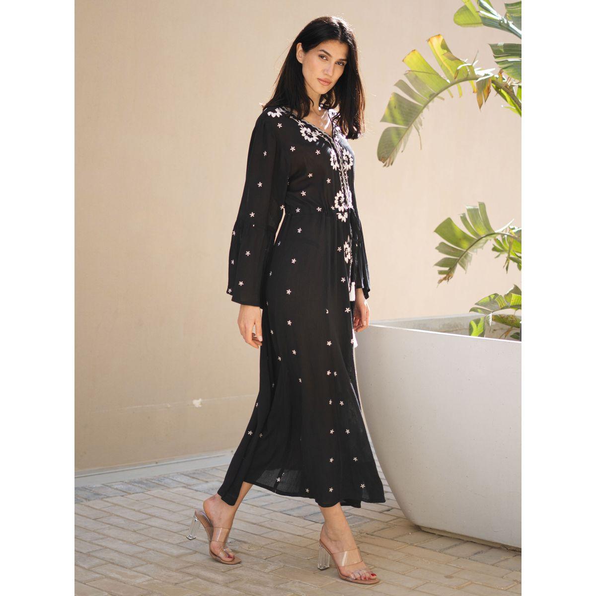 فستان ميدي بطبعة زهور ورباط خصر-women-clothing-dresses-image-3