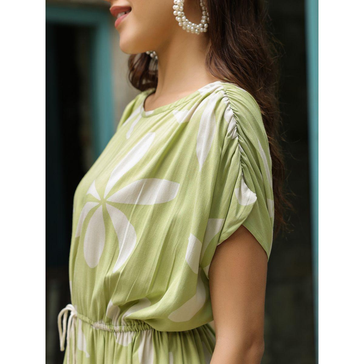 Sanskrutihomes Printed Ruched Waist Maxi Night Dress-women-clothing-dresses-image-7