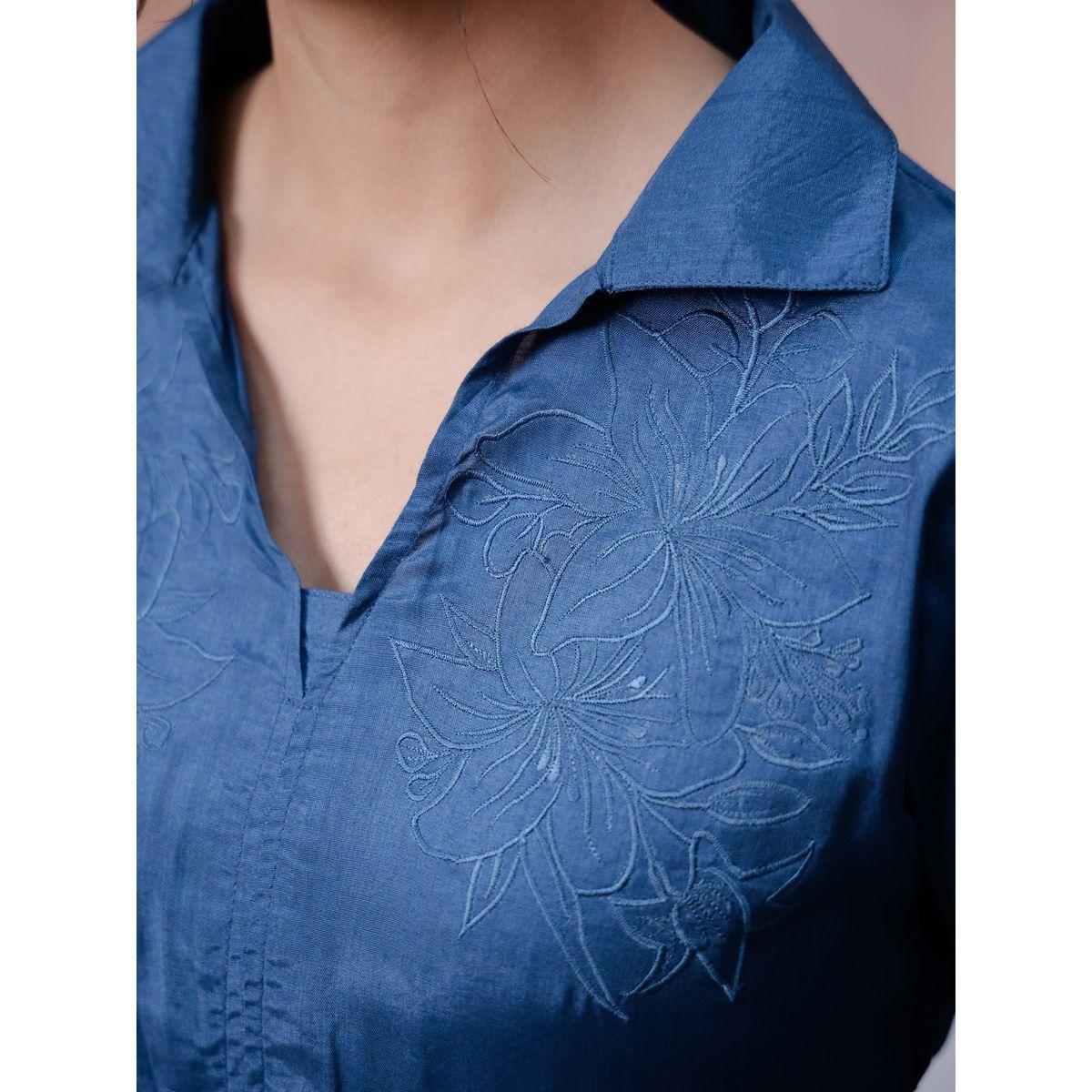 طقم منسق من بنطال وبلوزة قطنية بأكمام طويلة-women-clothing-coordsets-image-6