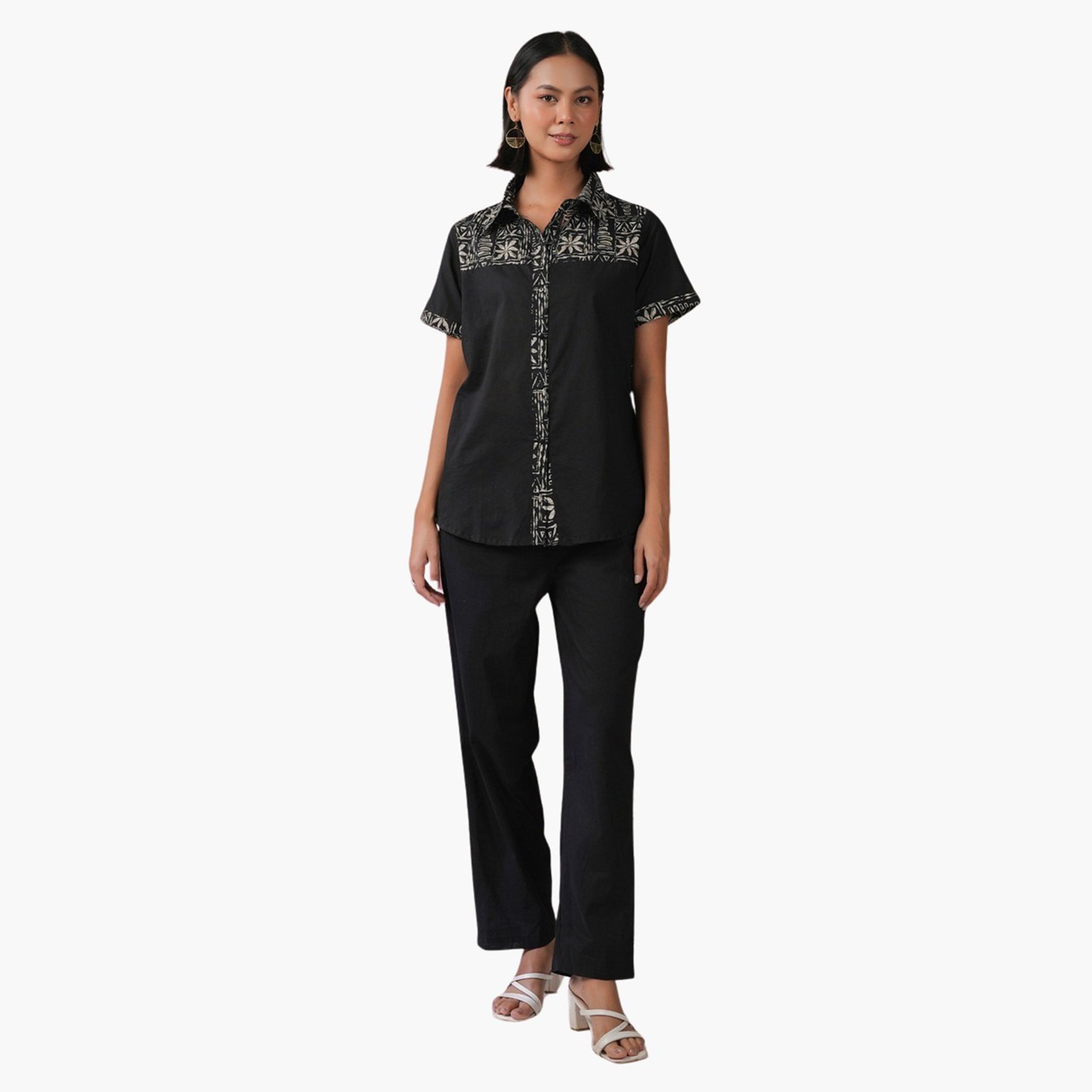 Sanskrutihomes X Styli Printed Spread Collar Shirt and Pants Co-Ords-women-clothing-coordsets-image-1