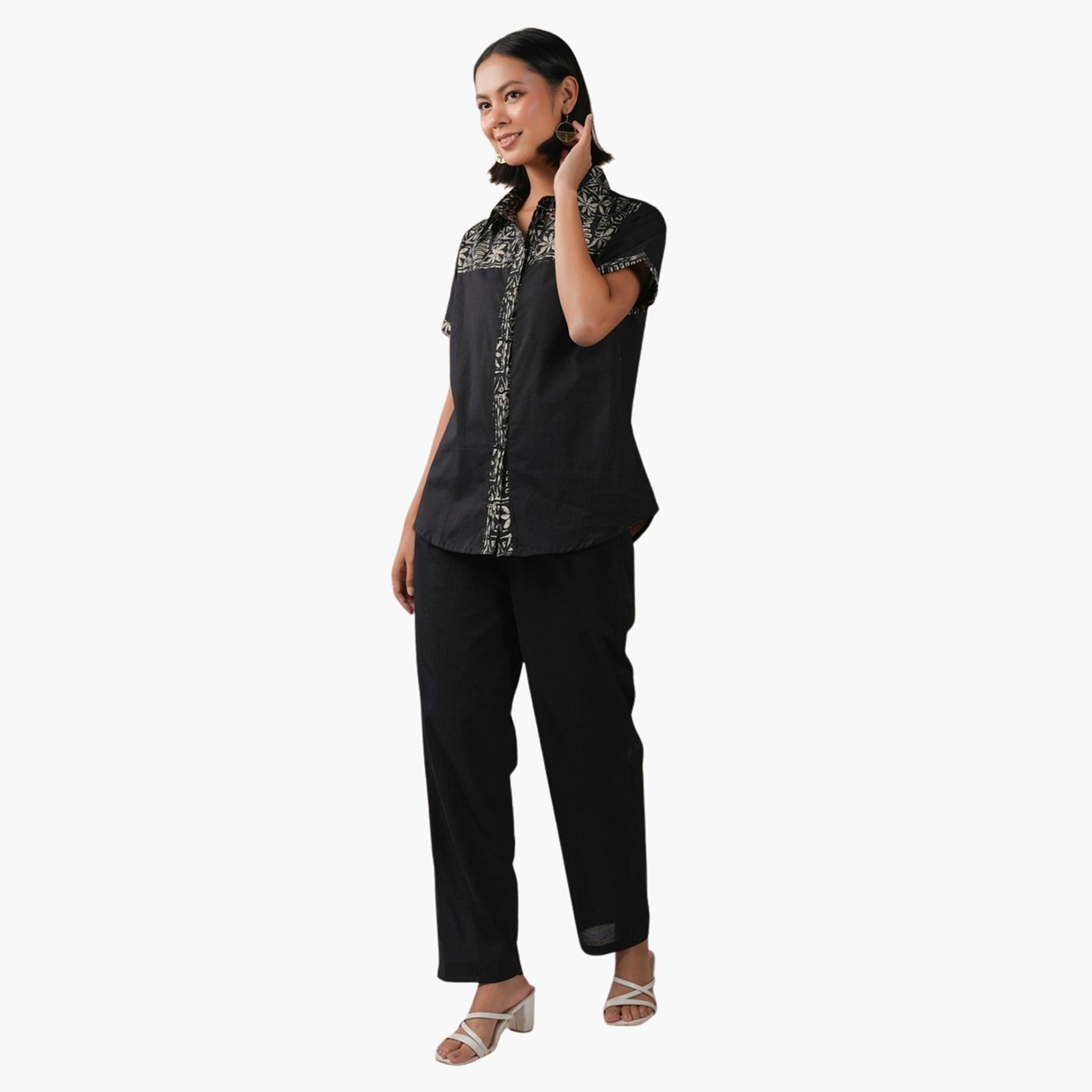 Sanskrutihomes X Styli Printed Spread Collar Shirt and Pants Co-Ords-women-clothing-coordsets-image-4