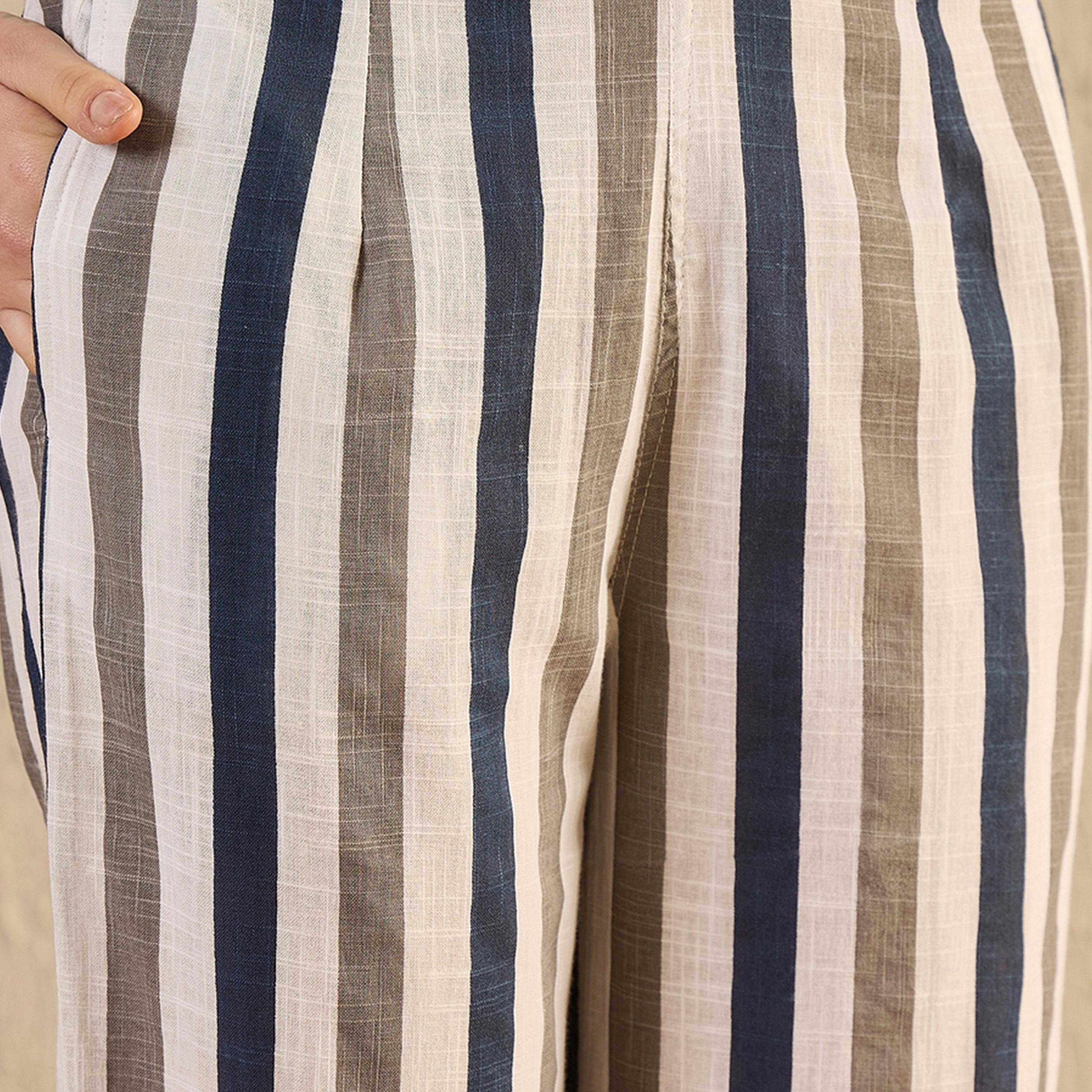 Sanskrutihomes X Styli Striped Pure Cotton Top and Pants Co-Ords-women-clothing-coordsets-image-2