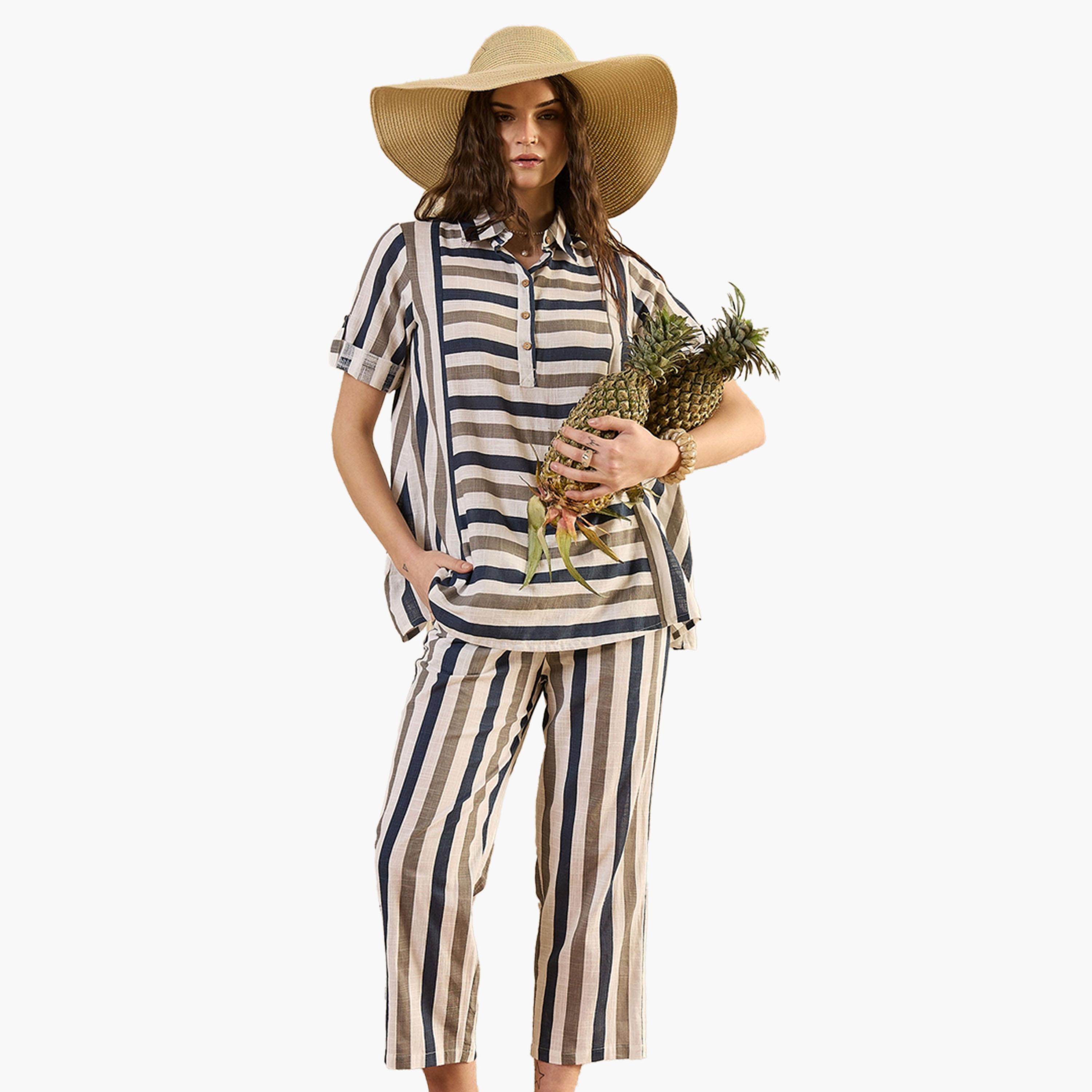 Sanskrutihomes X Styli Striped Pure Cotton Top and Pants Co-Ords-women-clothing-coordsets-image-5