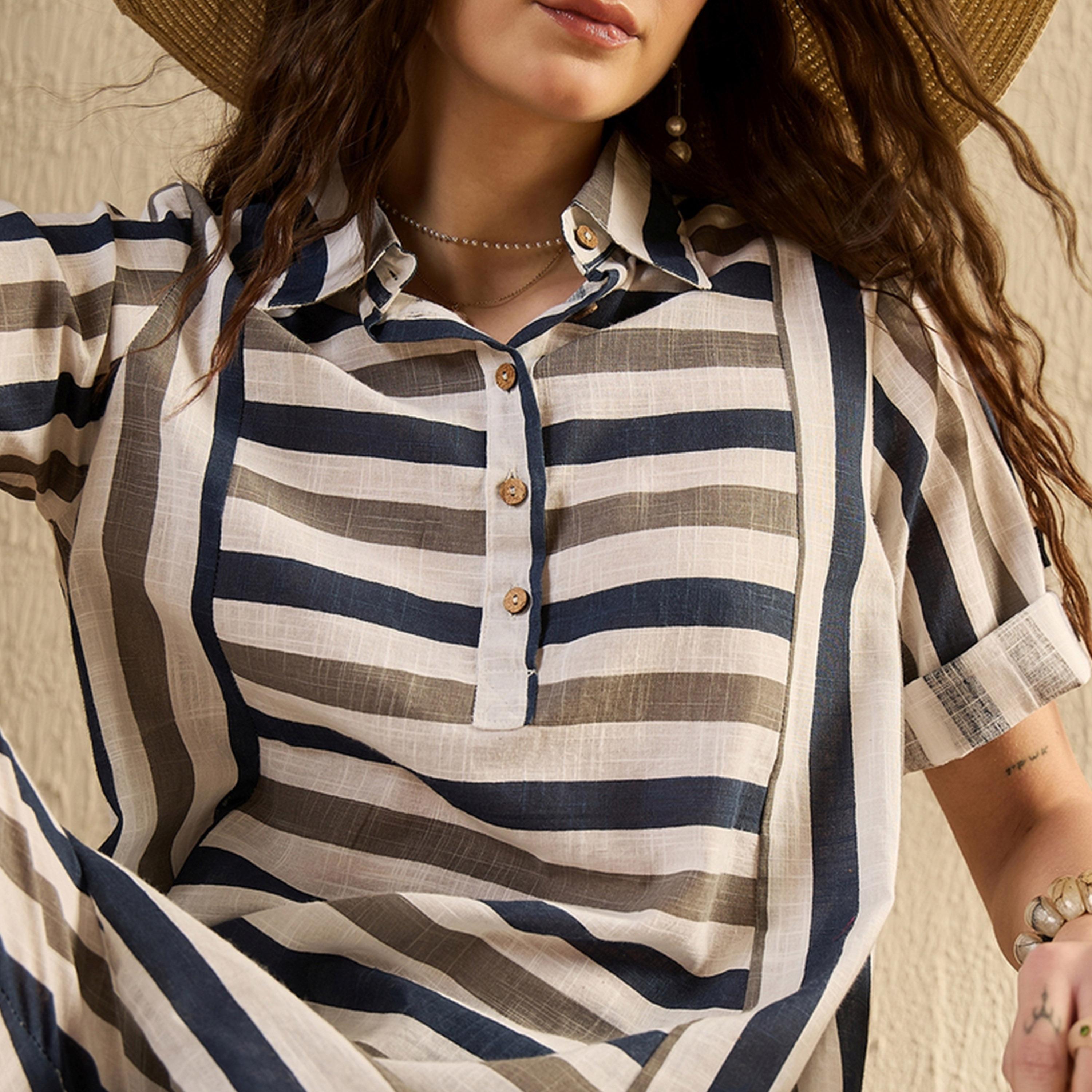 Sanskrutihomes X Styli Striped Pure Cotton Top and Pants Co-Ords-women-clothing-coordsets-image-6