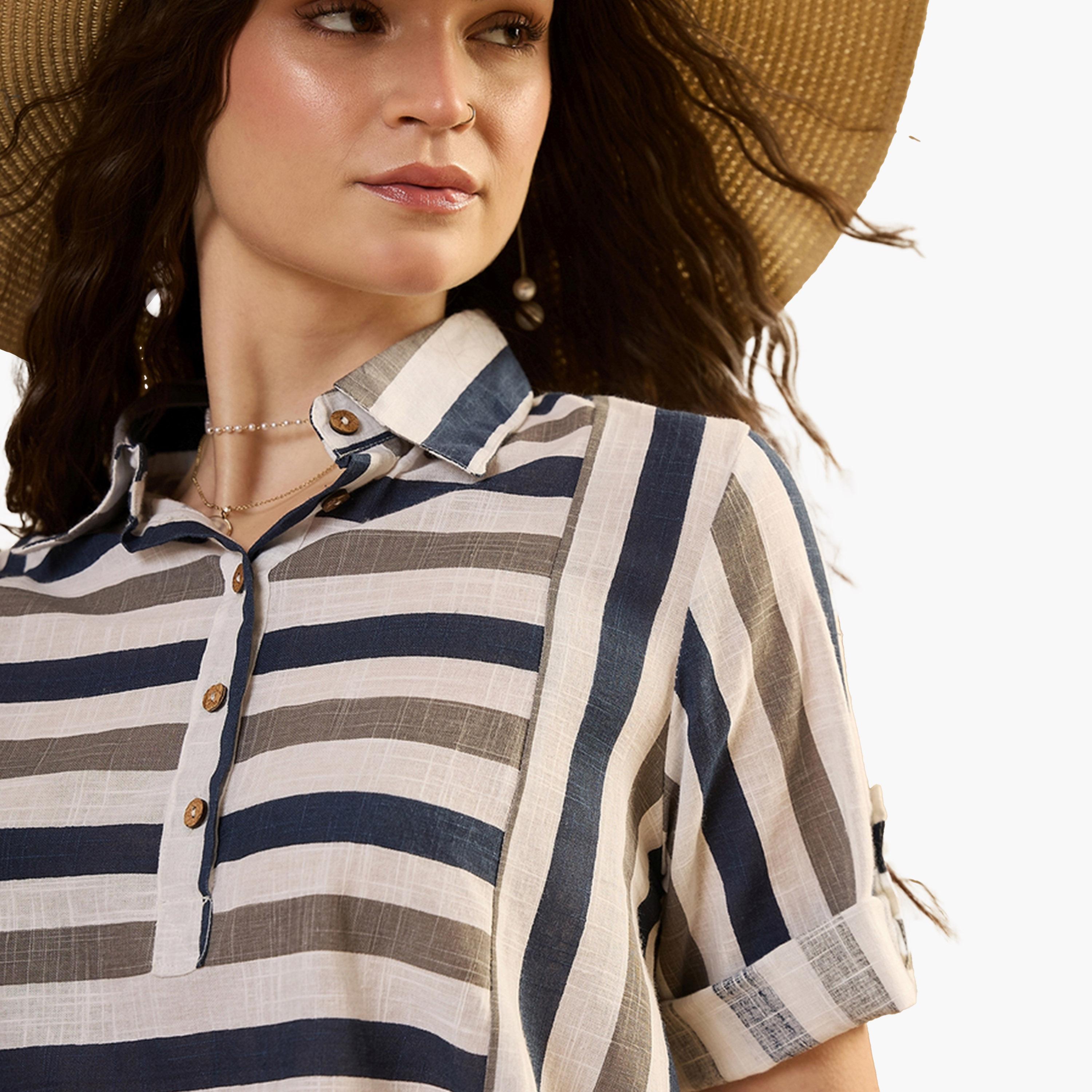 سانسكروتي هومز × ستايلي - طقم توب وبنطال مخطط من القطن الخالص-women-clothing-coordsets-image-7
