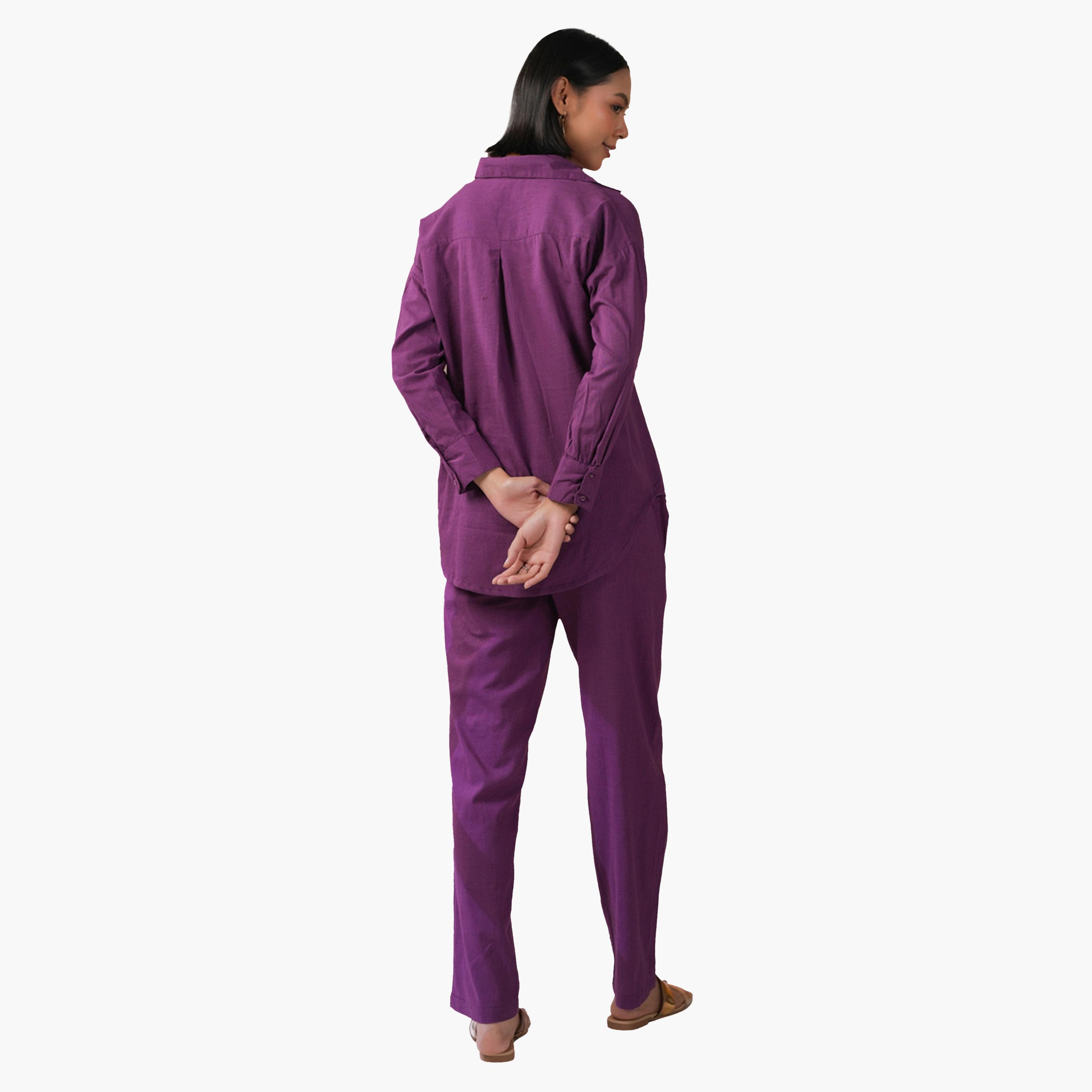سانسكروتي هومز × ستايلي -طقم قميص سادة مع بنطال من القطن الخالص-women-clothing-coordsets-image-6