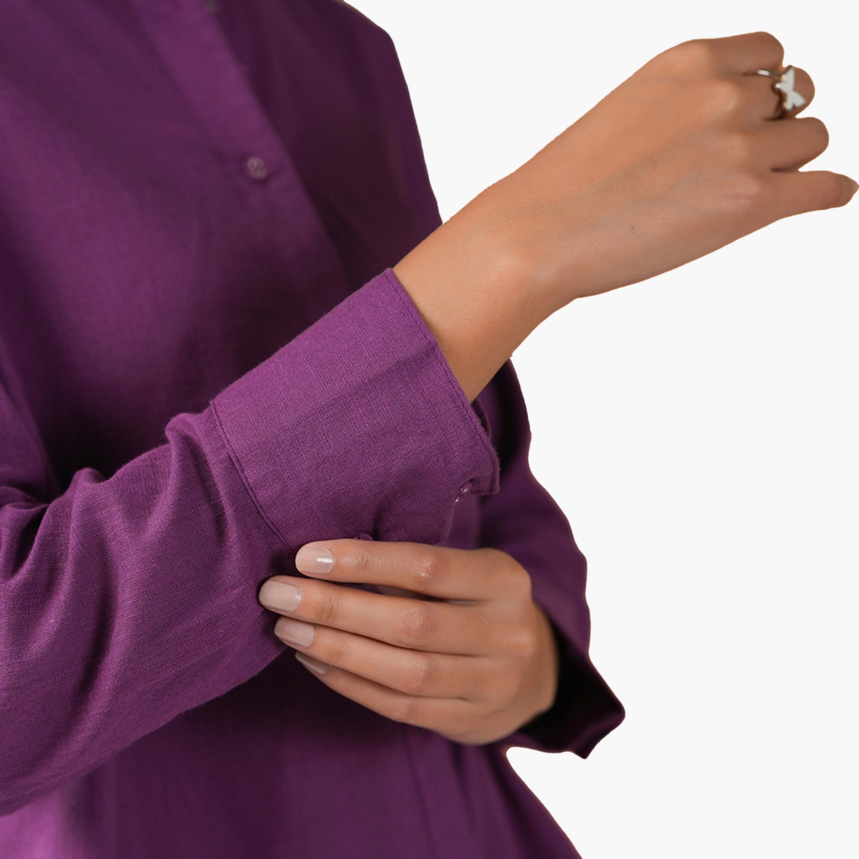 Sanskrutihomes X Styli Solid Pure Cotton Shirt and Pants Co-Ords-women-clothing-coordsets-image-7
