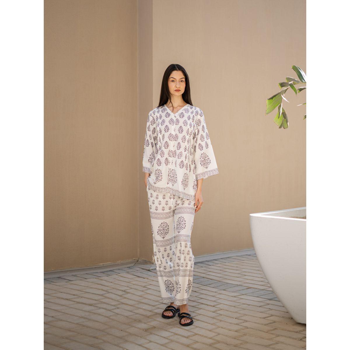 Sanskrutihomes Ethnic Motifs Printed  -Neck Top and Pants Co-Ords-women-clothing-coordsets-image-1
