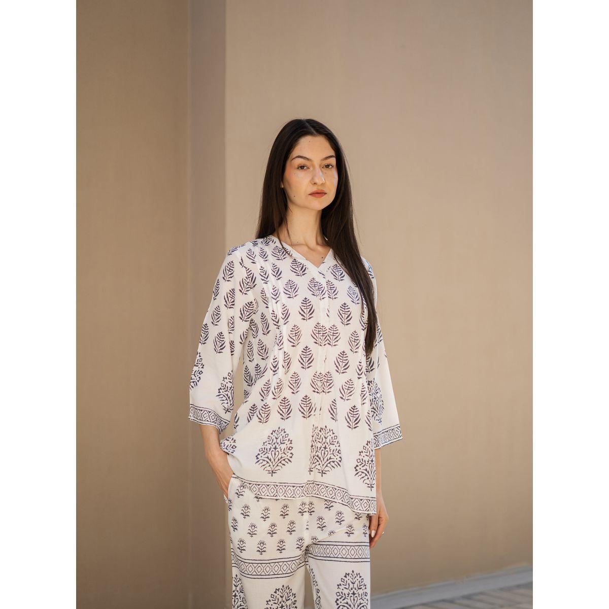 Sanskrutihomes Ethnic Motifs Printed  -Neck Top and Pants Co-Ords-women-clothing-coordsets-image-2