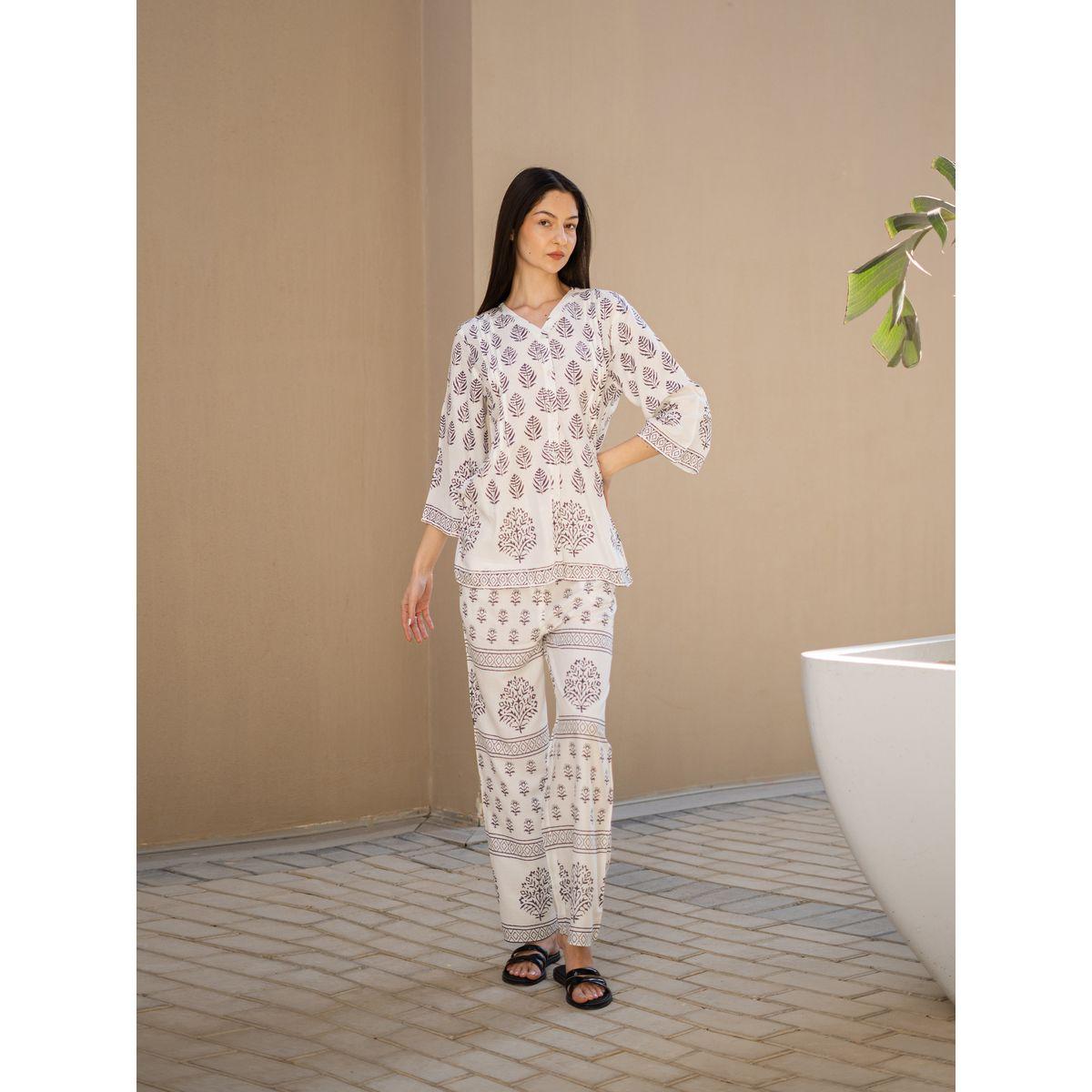 Sanskrutihomes Ethnic Motifs Printed  -Neck Top and Pants Co-Ords-women-clothing-coordsets-image-5