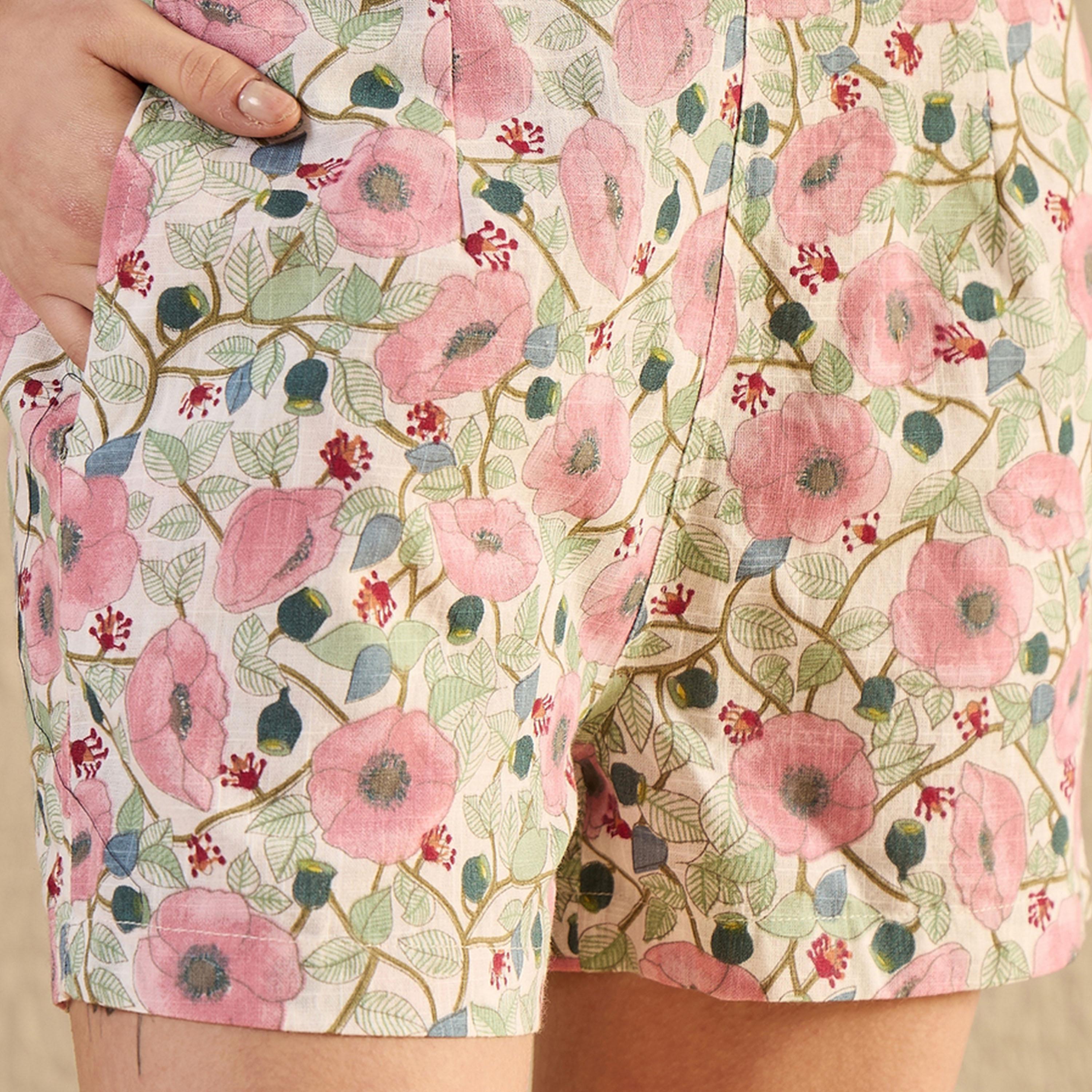 Sanskrutihomes X Styli Floral Printed Pure Cotton Shirt and Shorts Co-Ords-women-clothing-coordsets-image-2