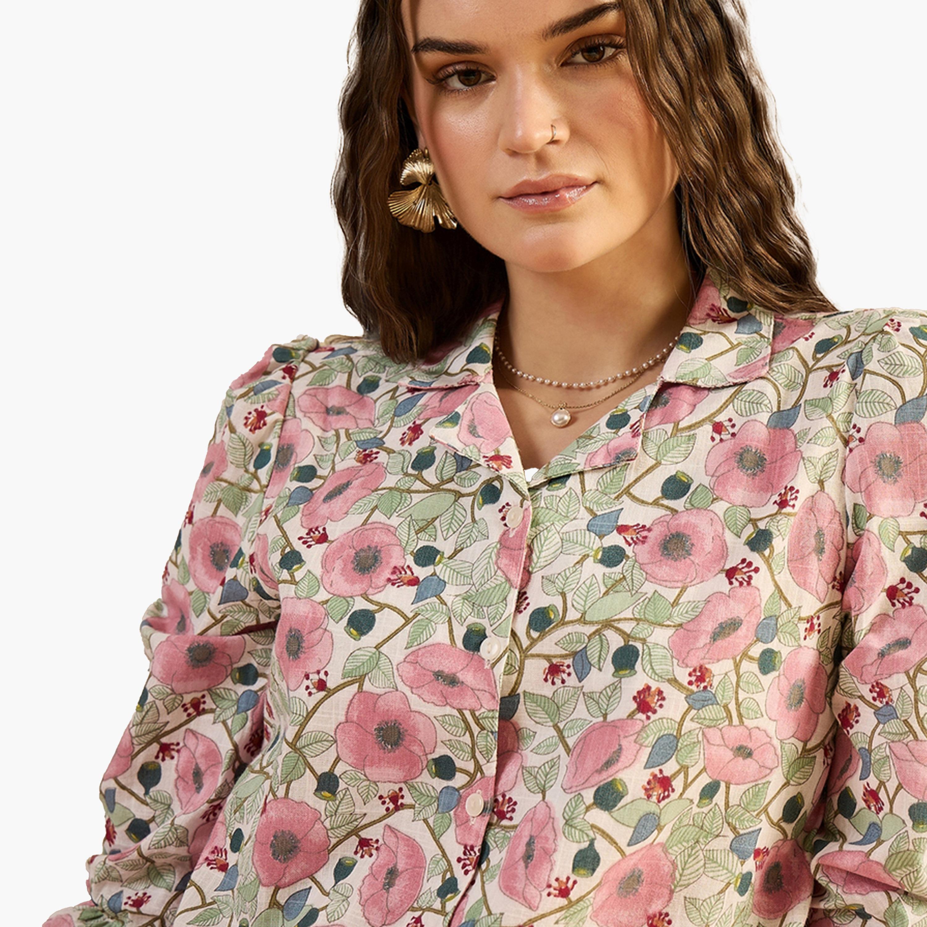 سانسكروتي هومز × ستايلي-  قميص وشورت من القطن الخالص مطبوع بنقشة زهور-women-clothing-coordsets-image-7
