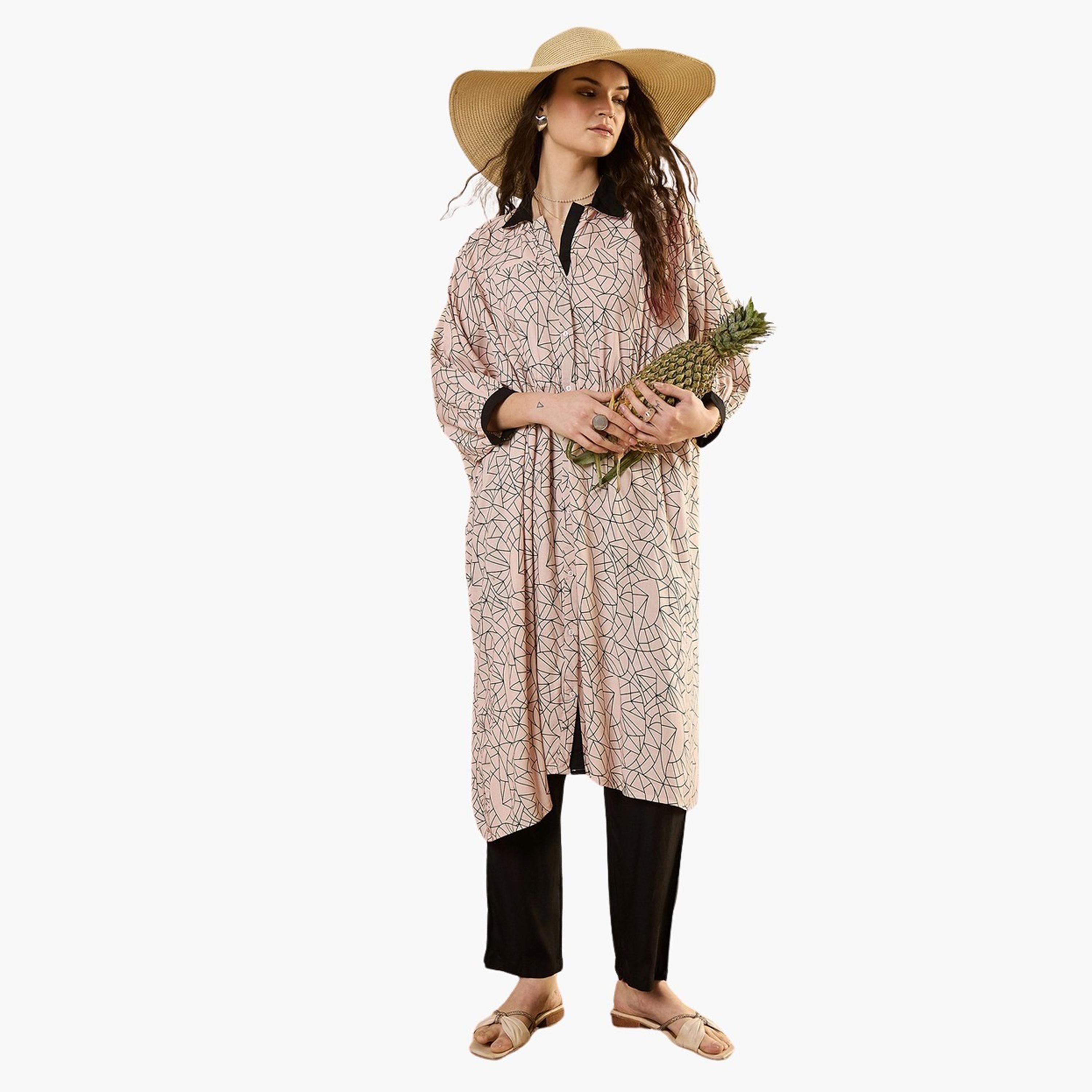 Sanskrutihomes X Styli Floral Printed Batwing Sleeve Longline Top and Pants Co-Ords-women-clothing-coordsets-image-5