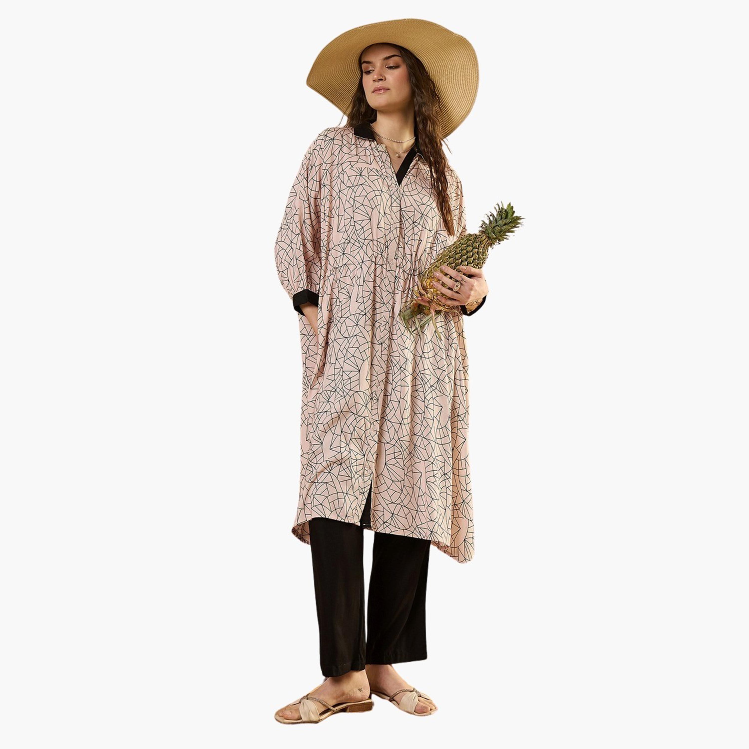 Sanskrutihomes X Styli Floral Printed Batwing Sleeve Longline Top and Pants Co-Ords-women-clothing-coordsets-image-6