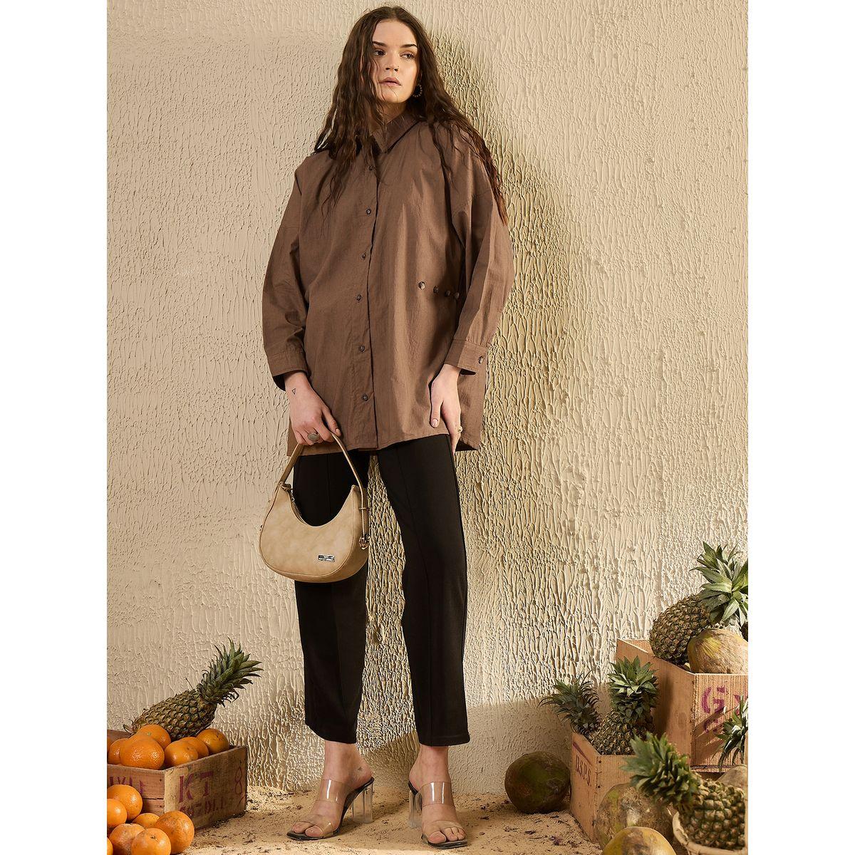 Sanskrutihomes Solid Cotton Buttoned Long Sleeve Top-women-clothing-shirtsandblouses-blouses-image-1