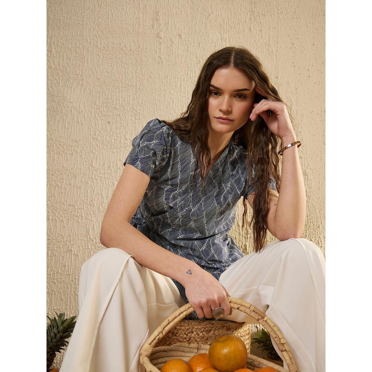 Sanskrutihomes Geometric Print Puff Sleeve Cotton Top-women-clothing-shirtsandblouses-blouses-image-5