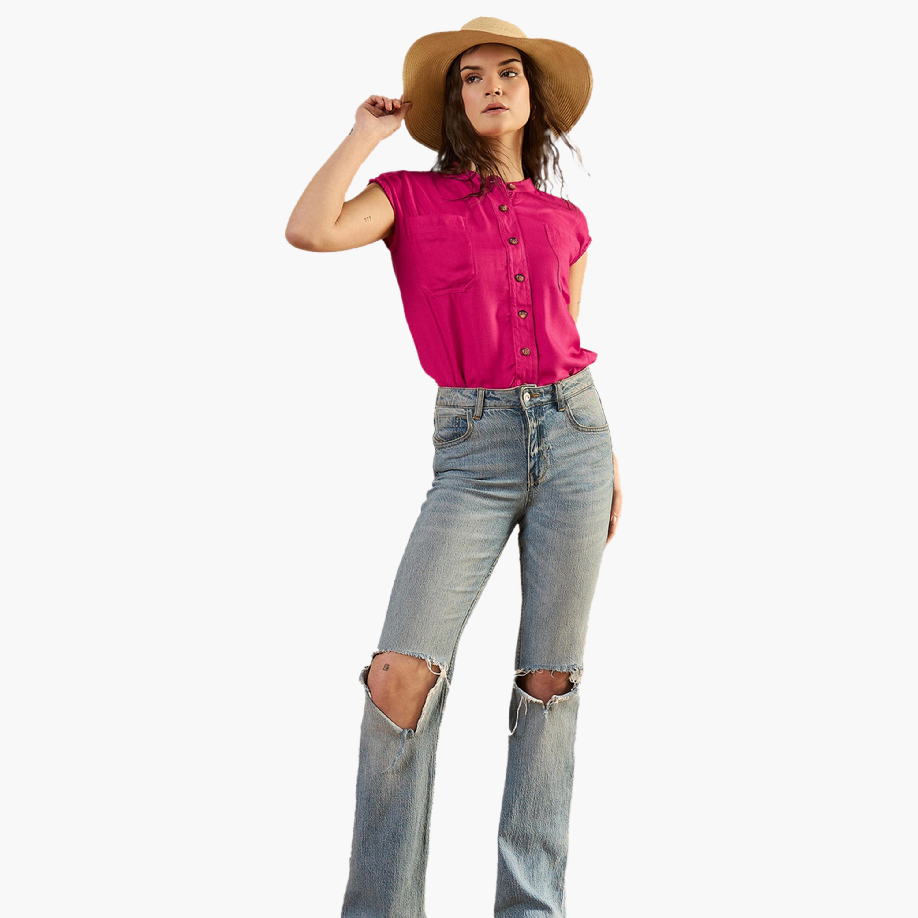 Sanskrutihomes X Styli Solid Round Neck Sleeveless Top-women-clothing-shirtsandblouses-blouses-image-2