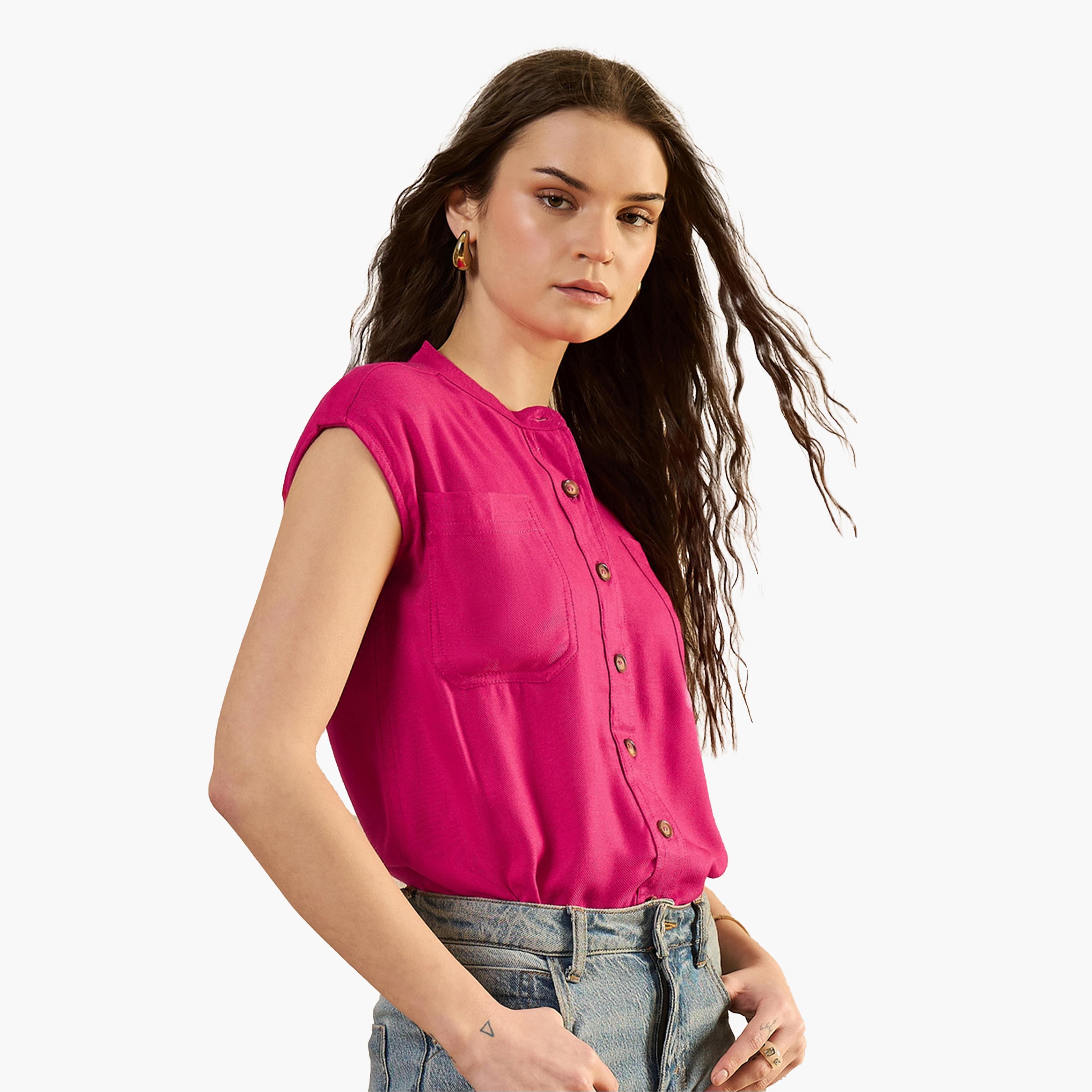 Sanskrutihomes X Styli Solid Round Neck Sleeveless Top-women-clothing-shirtsandblouses-blouses-image-3