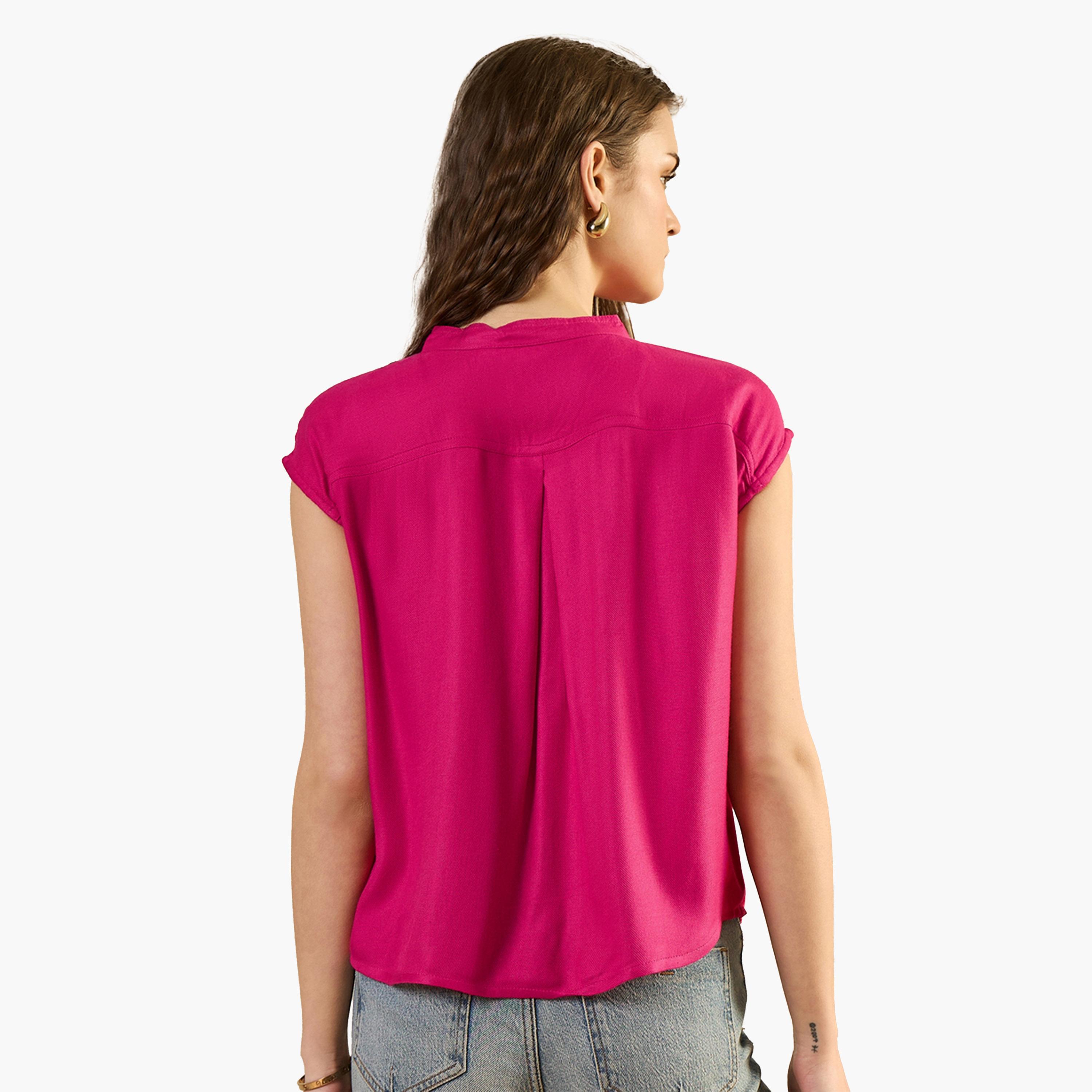 سانسكروتي هومز × ستايلي - بلوزة سادة بدون أكمام برقبة دائرية-women-clothing-shirtsandblouses-blouses-image-4