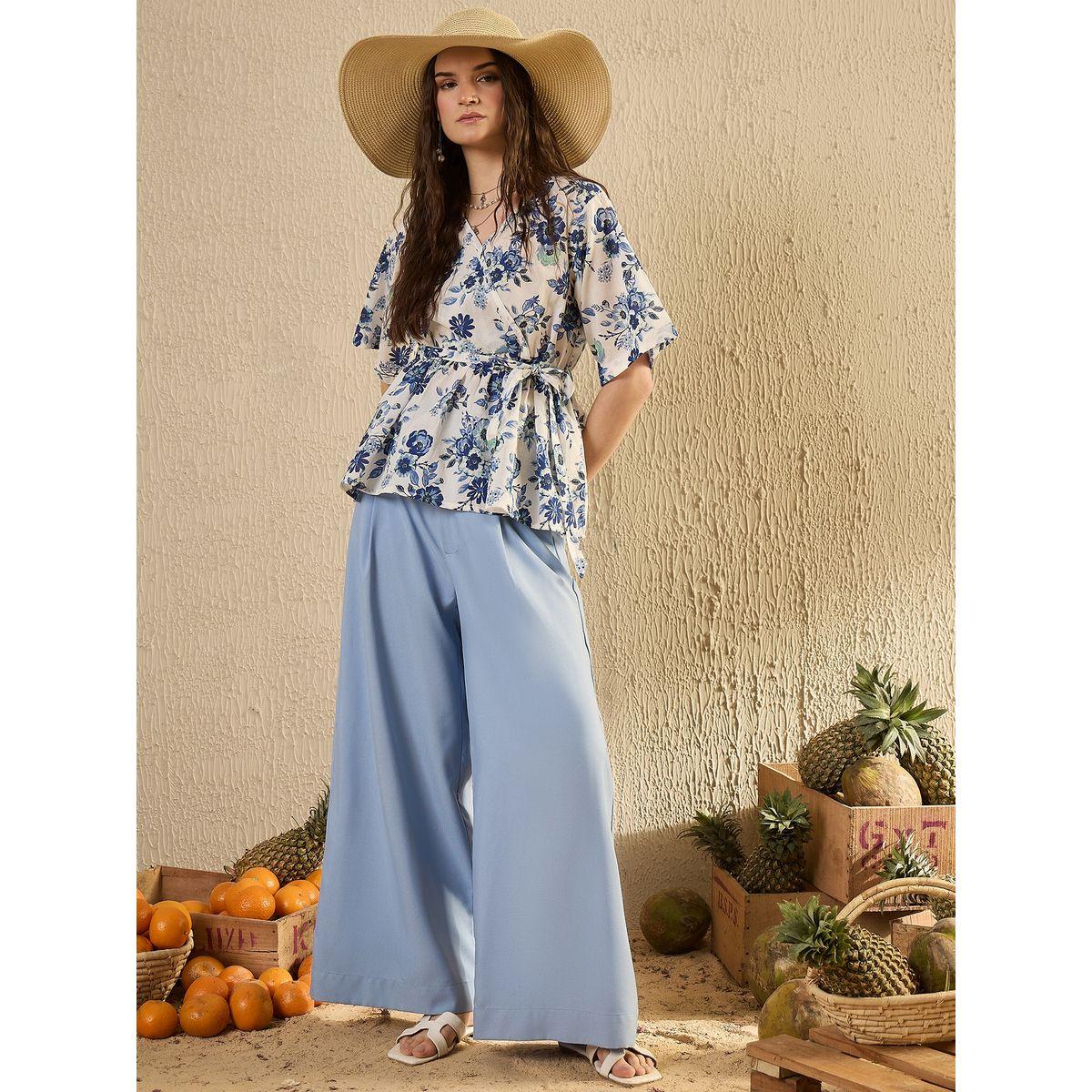 Sanskrutihomes Floral Print Waist Tie-Up Wrap Top-women-clothing-shirtsandblouses-blouses-image-1