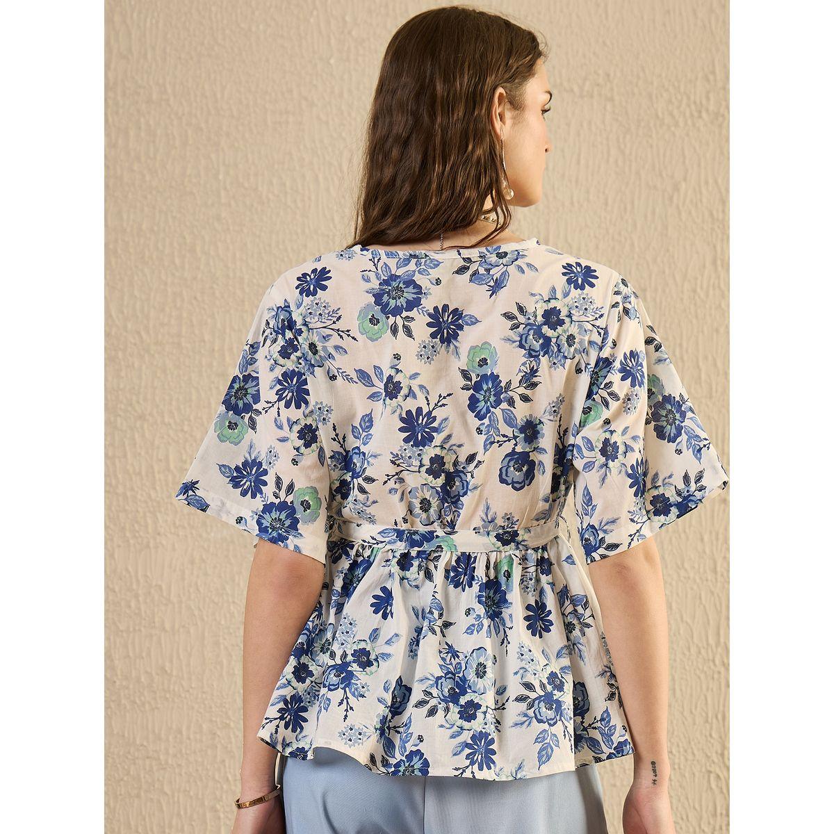 Sanskrutihomes Floral Print Waist Tie-Up Wrap Top-women-clothing-shirtsandblouses-blouses-image-2