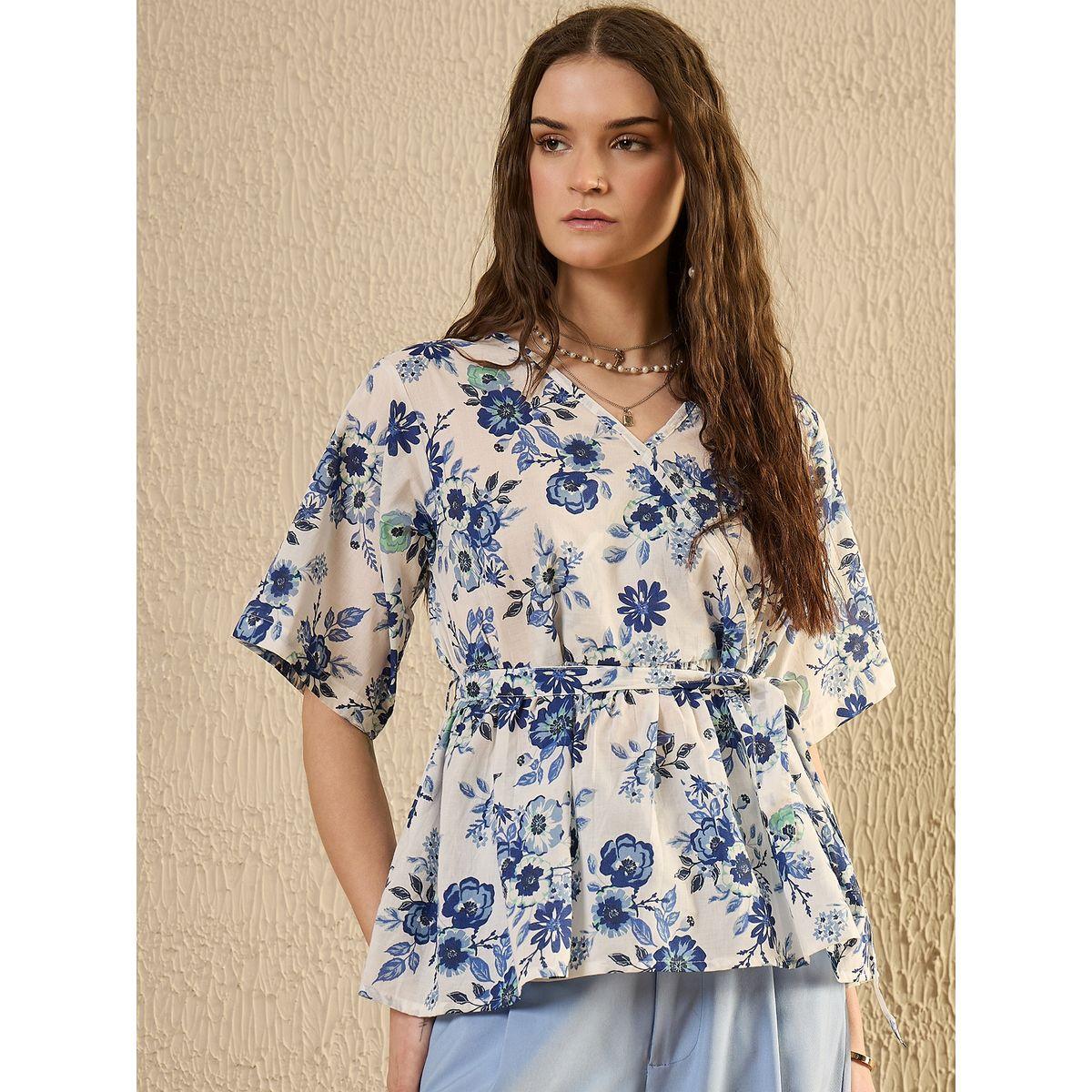 Sanskrutihomes Floral Print Waist Tie-Up Wrap Top-women-clothing-shirtsandblouses-blouses-image-3