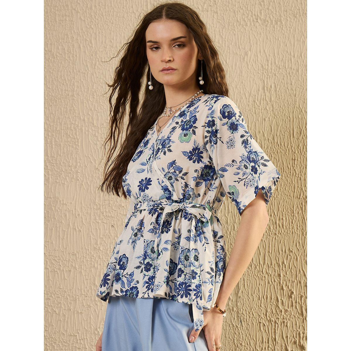 Sanskrutihomes Floral Print Waist Tie-Up Wrap Top-women-clothing-shirtsandblouses-blouses-image-4
