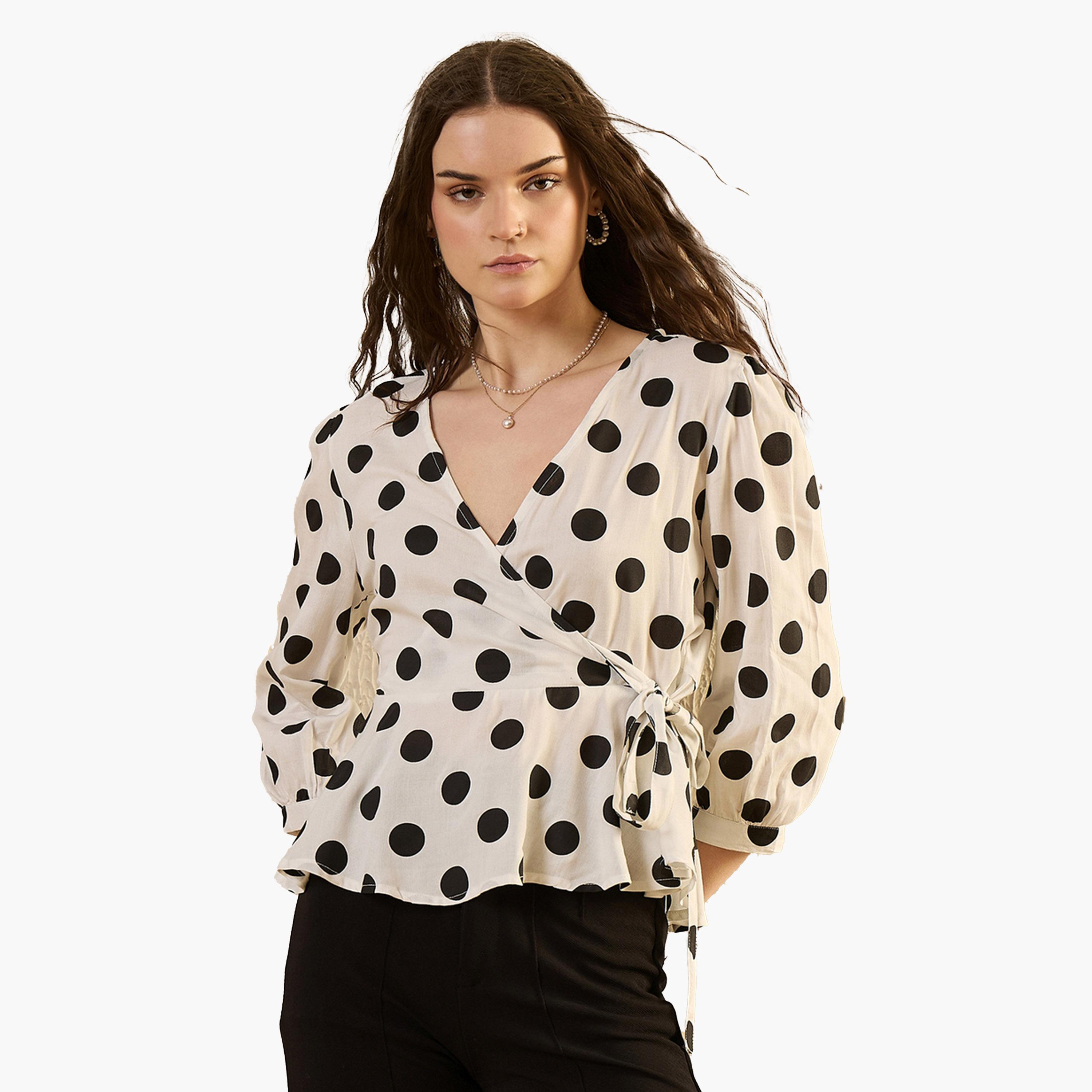سانسكروتي هومز × ستايلي - بلوزة قطنية منقطة للنساء-women-clothing-shirtsandblouses-blouses-image-1