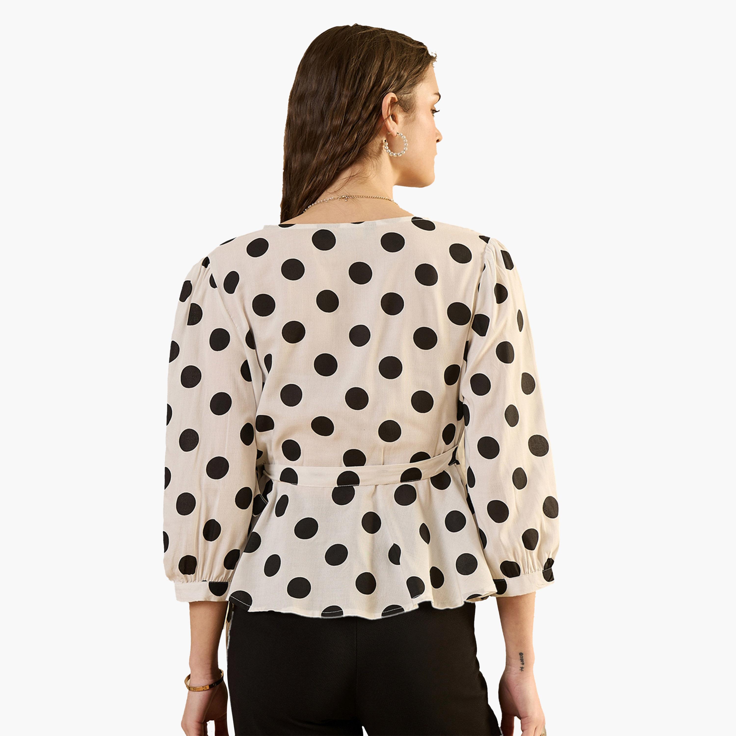 سانسكروتي هومز × ستايلي - بلوزة قطنية منقطة للنساء-women-clothing-shirtsandblouses-blouses-image-4