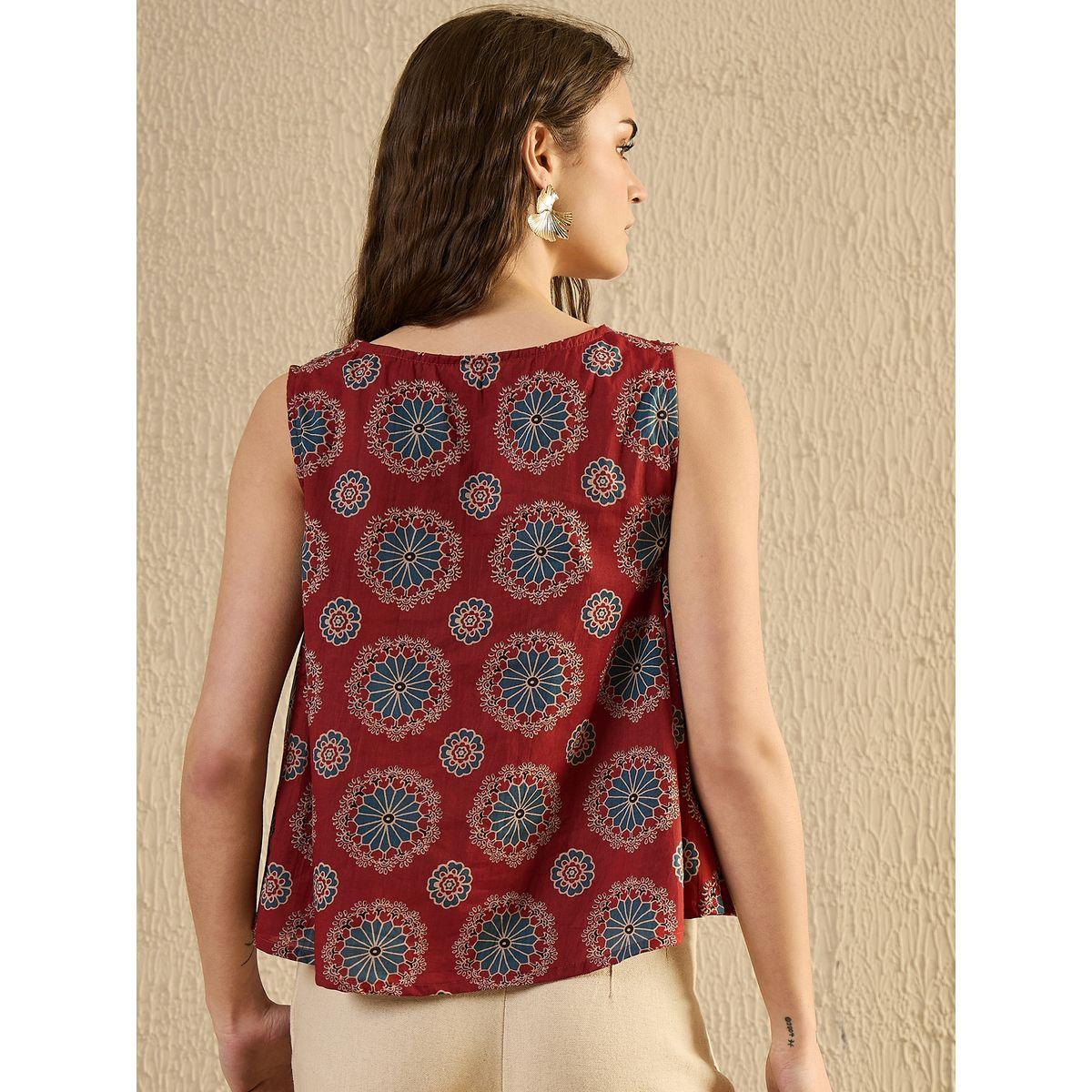بلوزة مطبعة بزهور وكسرات-women-clothing-shirtsandblouses-blouses-image-2