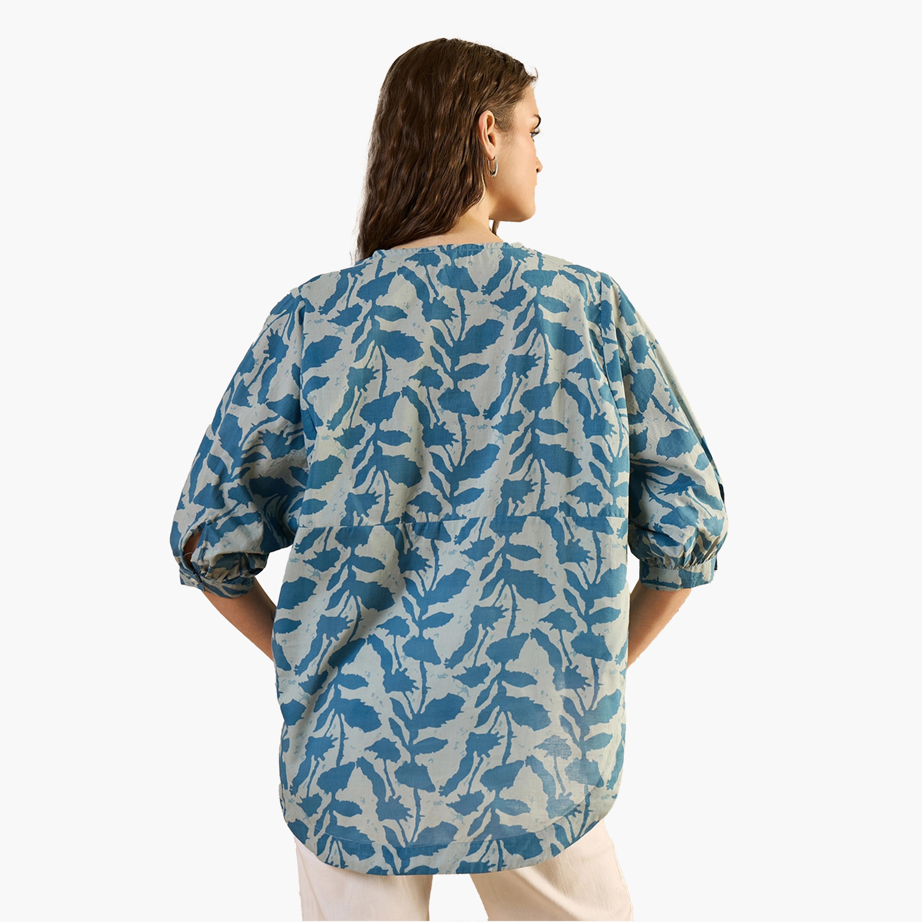 Sanskrutihomes X Styli Floral Print Batwing Sleeve Buttoned Shirt-women-clothing-shirtsandblouses-shirts-image-4