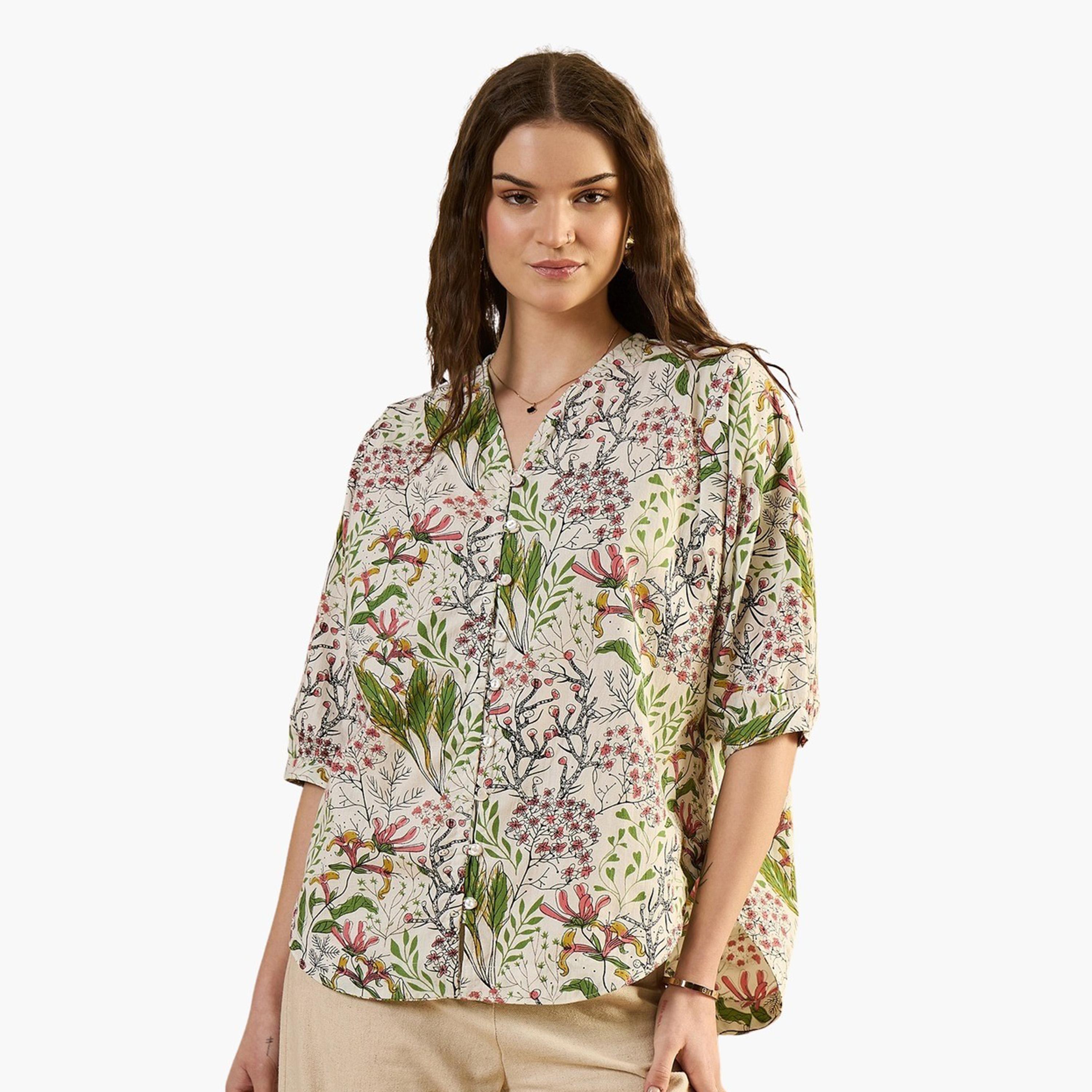 Sanskrutihomes X Styli Floral Print Regular Fit Shirt-women-clothing-shirtsandblouses-shirts-image-1