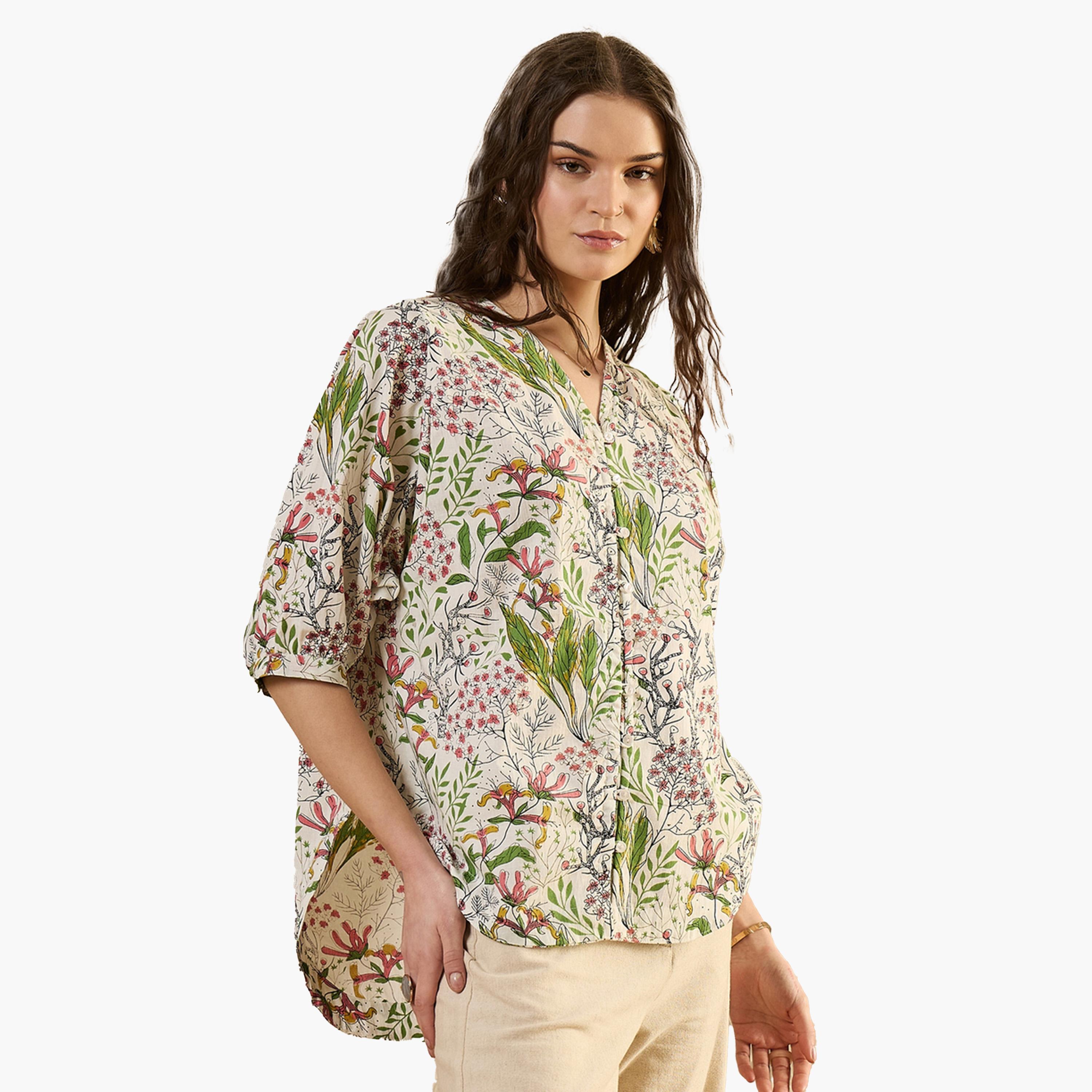 Sanskrutihomes X Styli Floral Print Regular Fit Shirt-women-clothing-shirtsandblouses-shirts-image-3