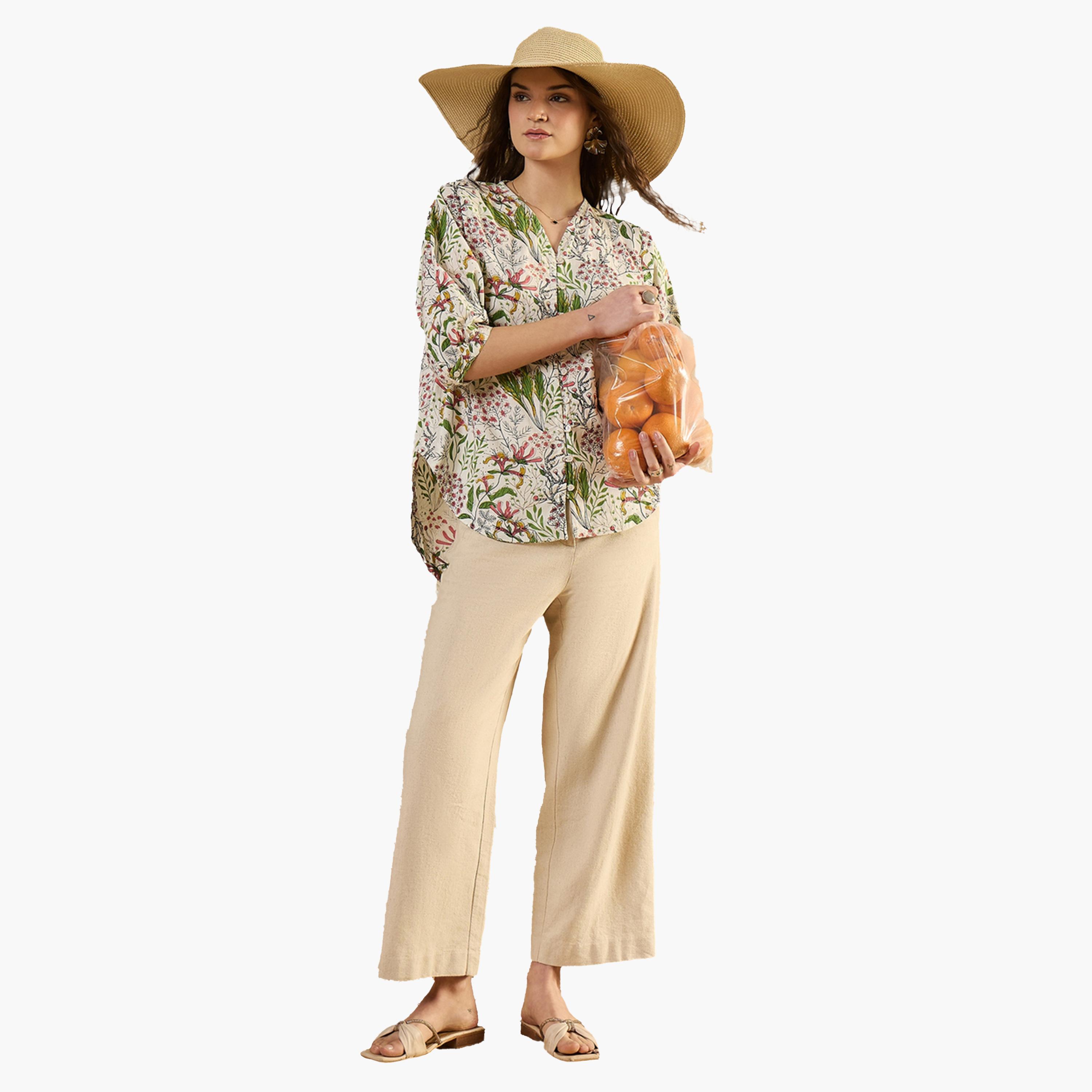 سانسكروتي هومز × ستايلي-  قميص قصّة عادية بطبعة زهور-women-clothing-shirtsandblouses-shirts-image-4