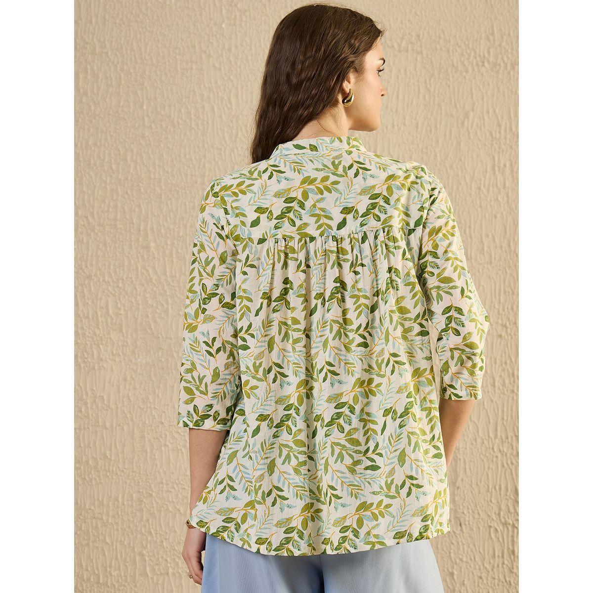 بلوزة بطبعة زهور وتفاصيل كسرات-women-clothing-shirtsandblouses-shirts-image-2
