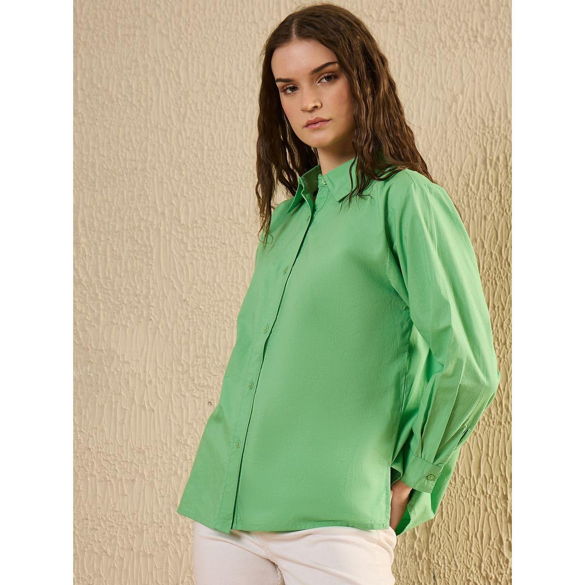 Sanskrutihomes Solid Spread Collar Long Sleeve Shirt-women-clothing-shirtsandblouses-shirts-image-4