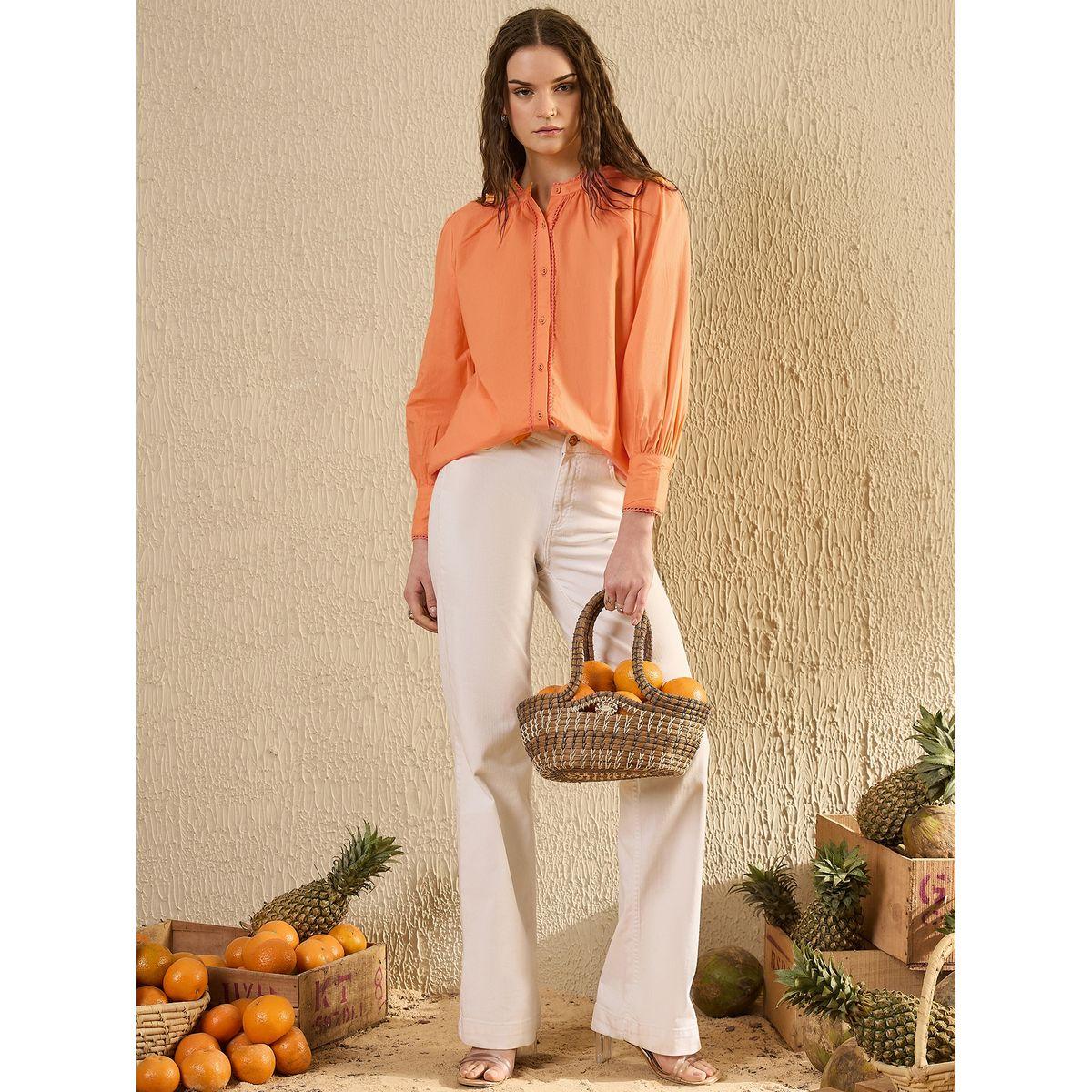 بلوزة بأكمام بالون وياقة ماندارين-women-clothing-shirtsandblouses-shirts-image-1