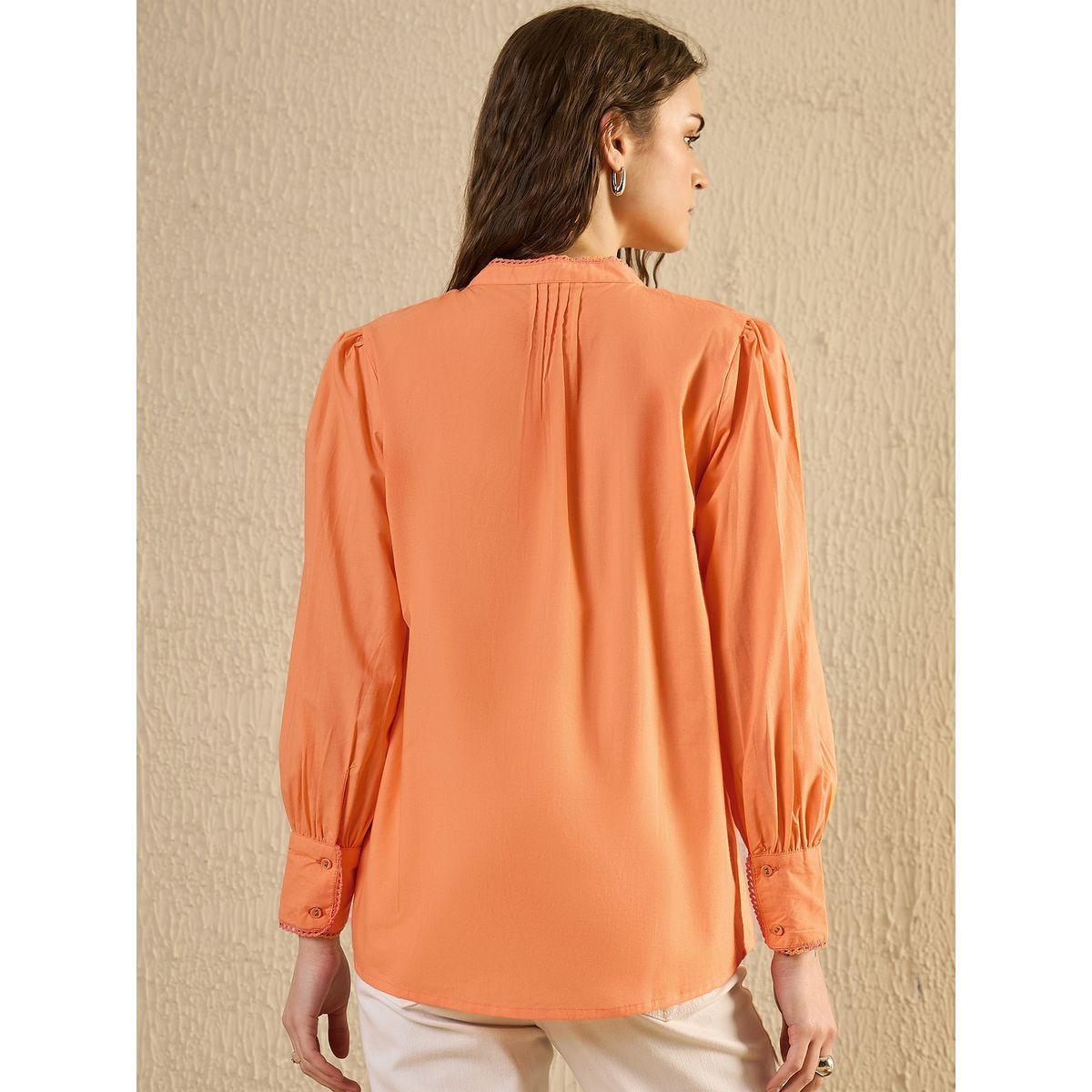 بلوزة بأكمام بالون وياقة ماندارين-women-clothing-shirtsandblouses-shirts-image-2