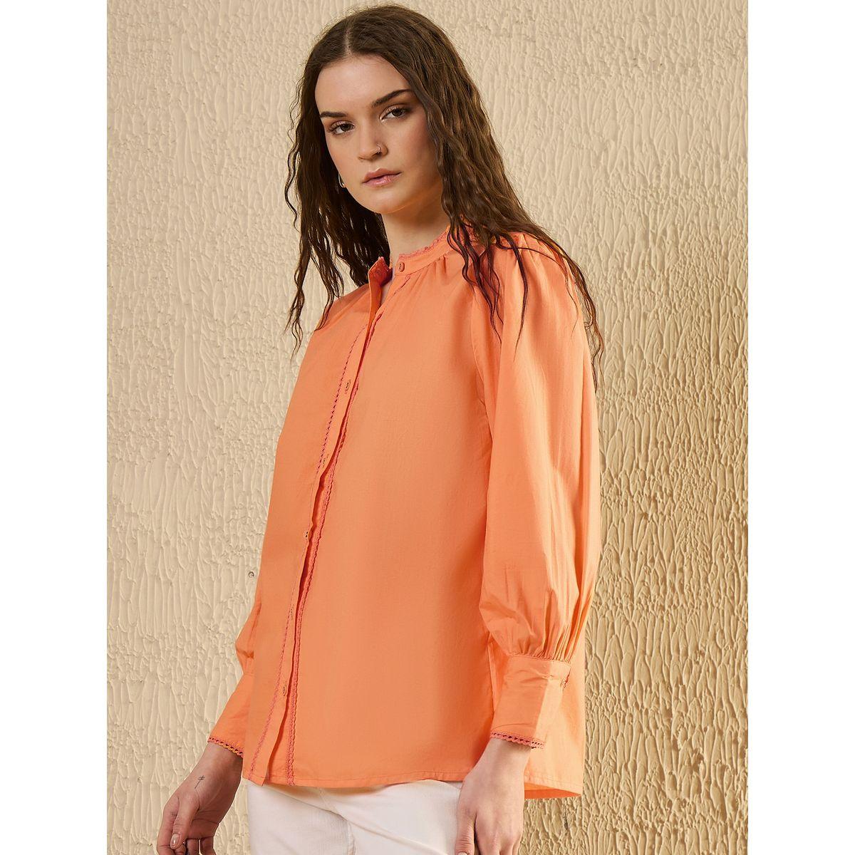 بلوزة بأكمام بالون وياقة ماندارين-women-clothing-shirtsandblouses-shirts-image-4