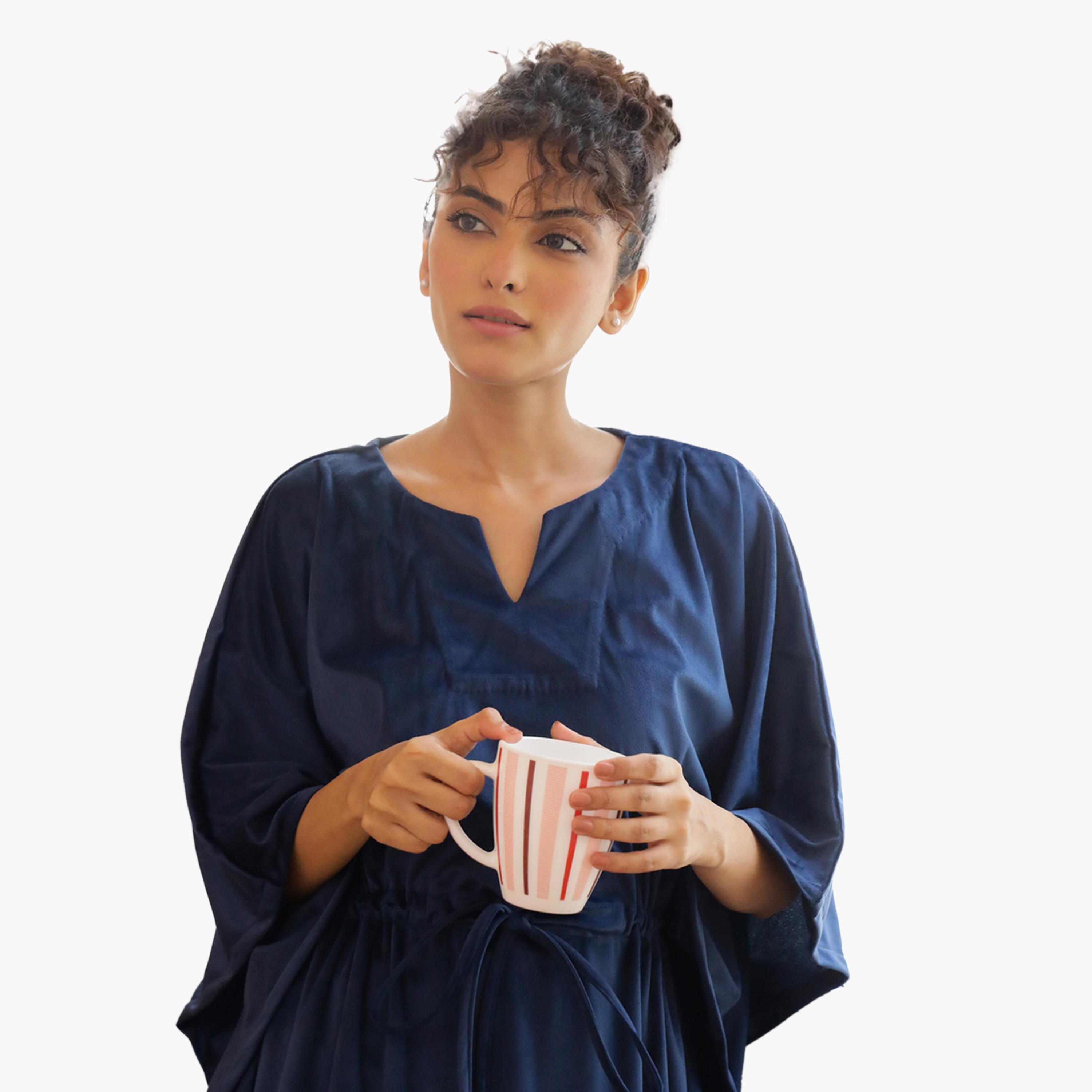 سانسكروتي هومز × ستايلي - فستان نوم قفطان بمظهر مخملي مع رباط خصر-women-clothing-nightwear-nighties-image-8