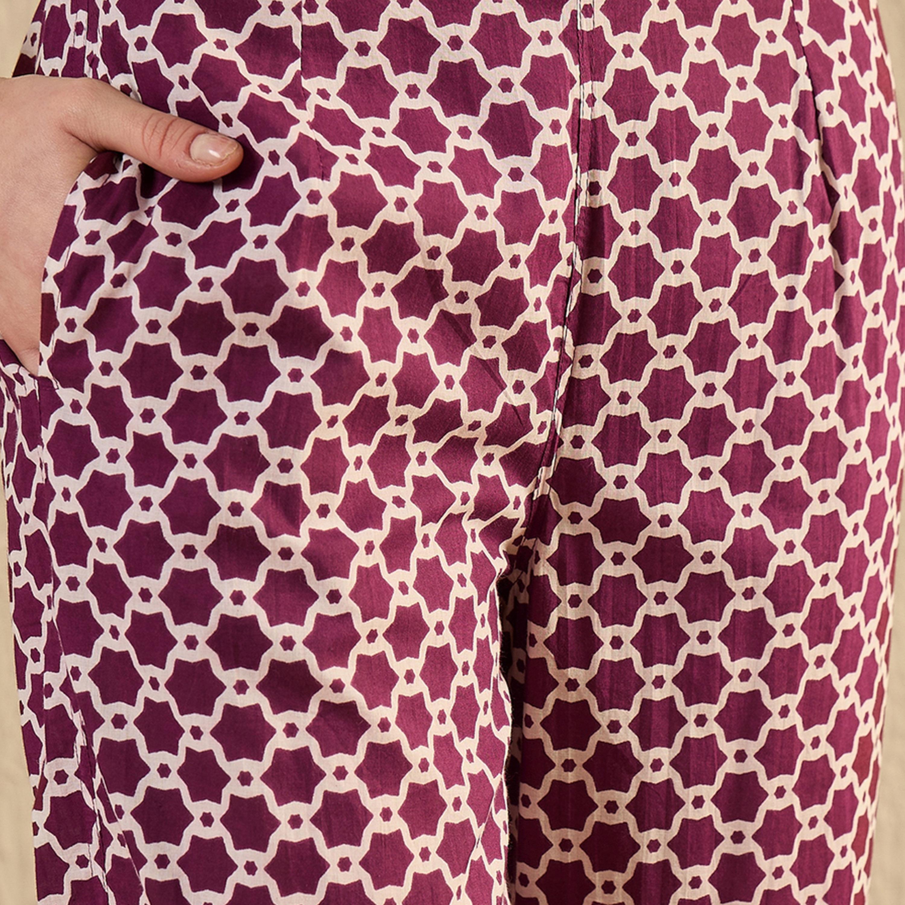 Sanskrutihomes X Styli Round Neck Geometric Print Top and Pyjama Set-women-clothing-nightwear-pyjamas-longsets-image-2