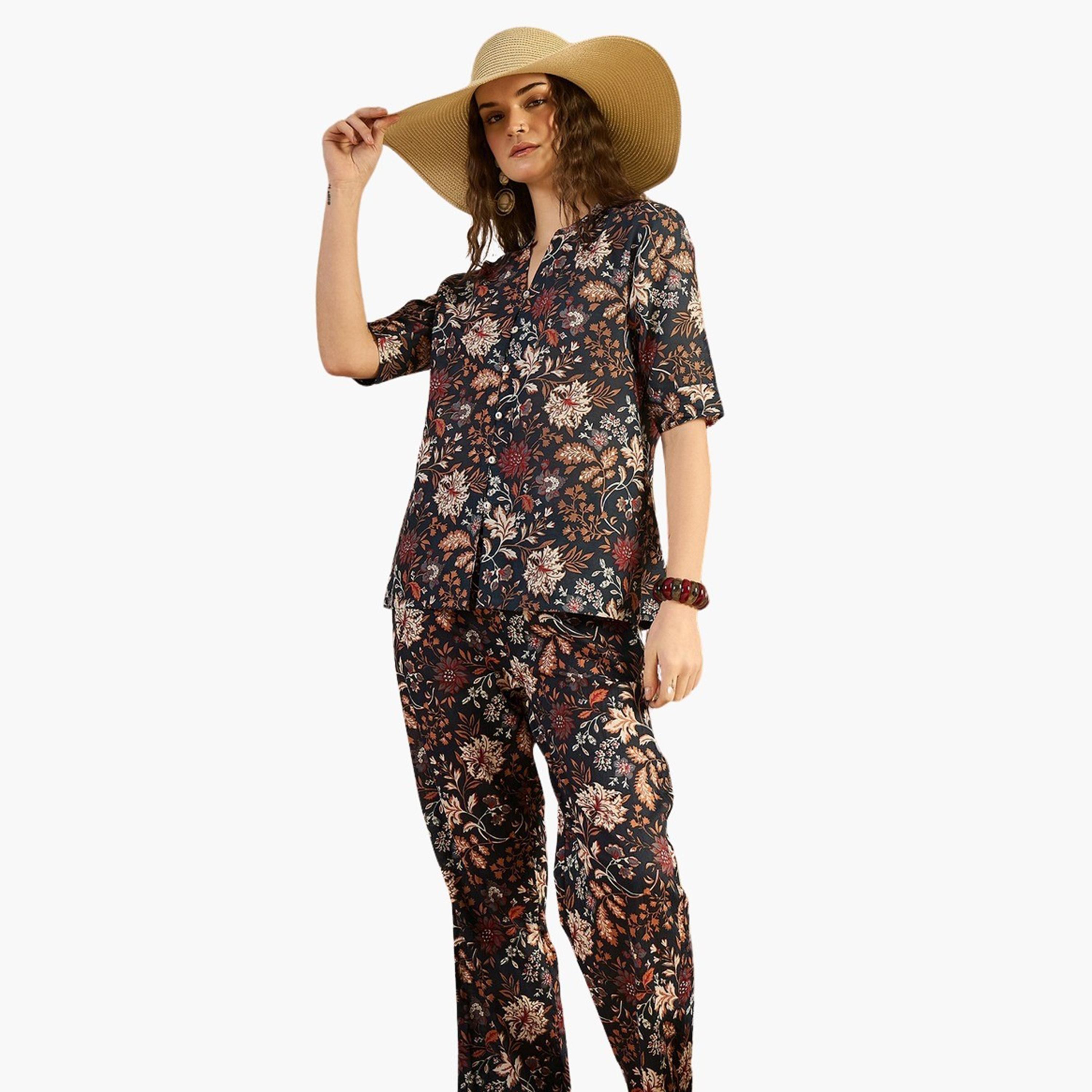 سانسكروتي هومز × ستايلي-  بيجاما وقميص قطني مطبوع رقبة على شكل حرف V-women-clothing-nightwear-pyjamas-longsets-image-6
